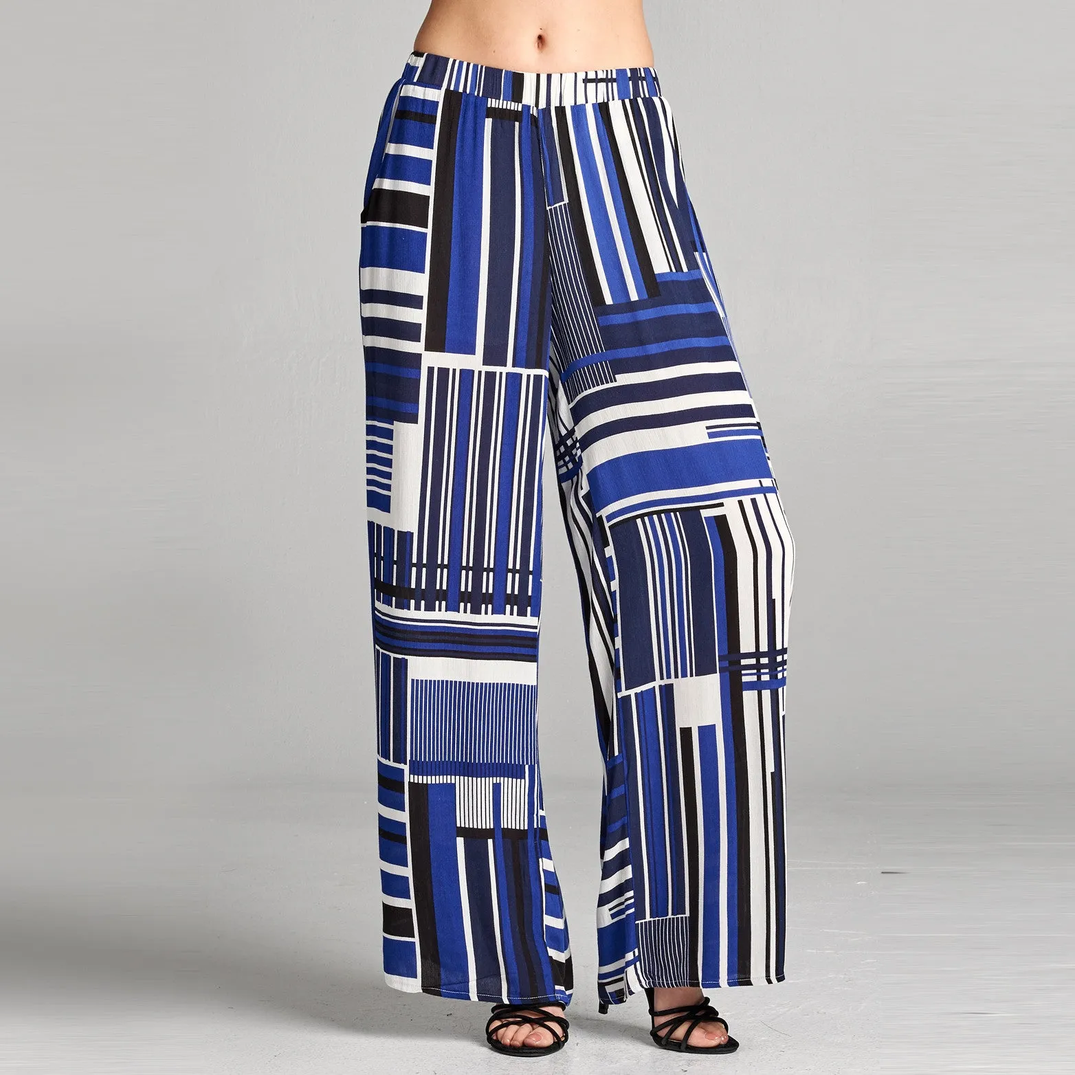 Abstract Stripe Wide Leg Pants