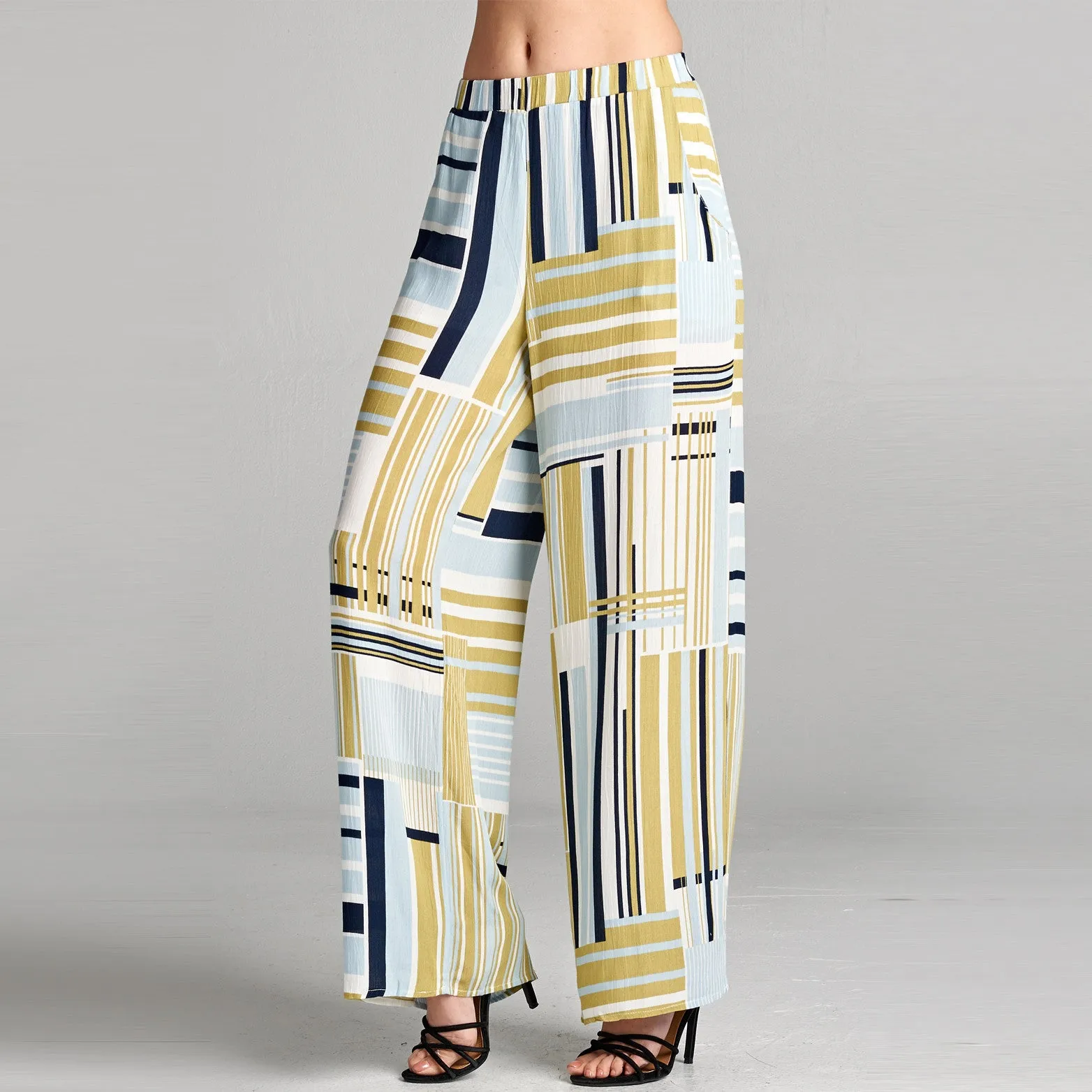 Abstract Stripe Wide Leg Pants