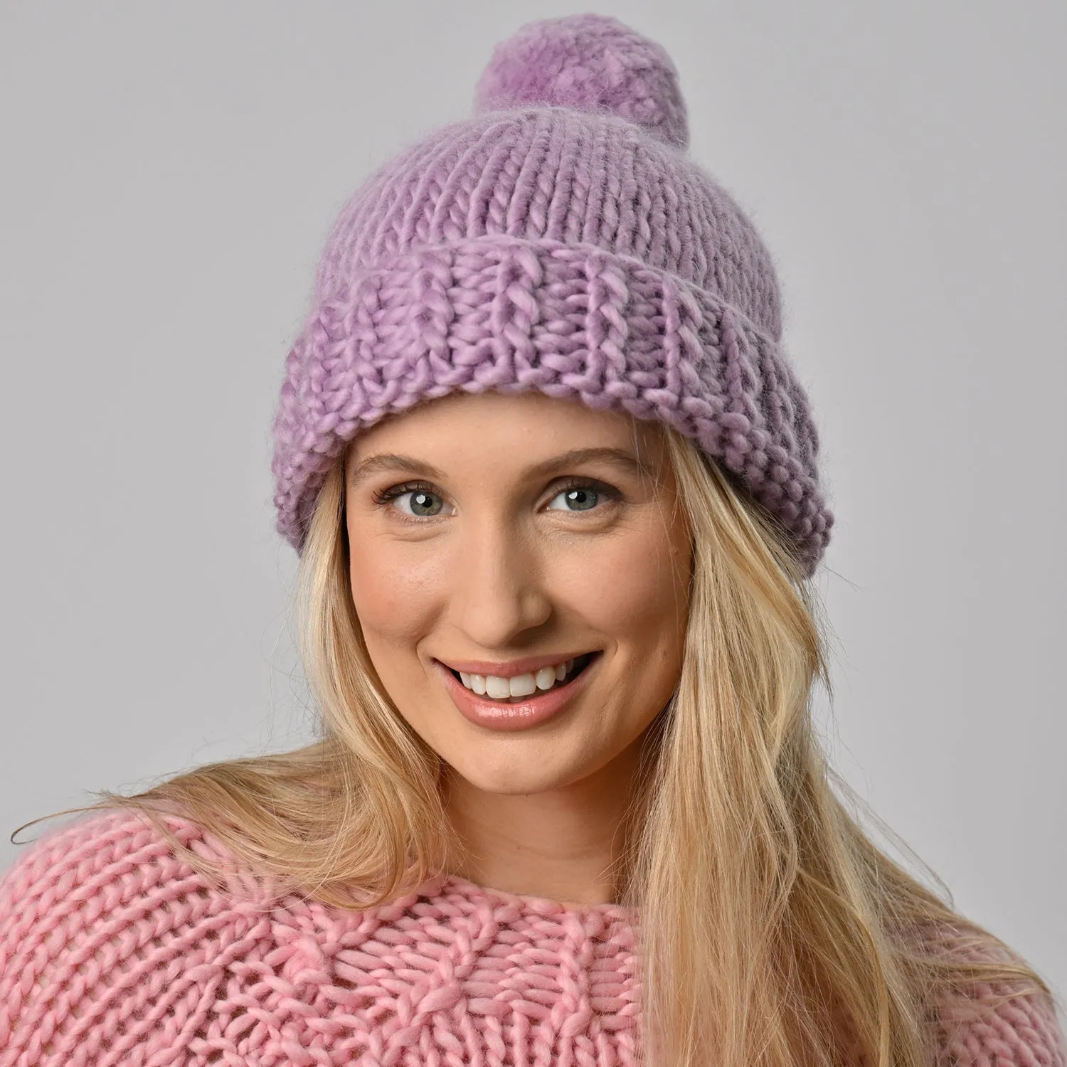 Accessories Knitting Kit - Slouchy Bobble Hat Hyacinth