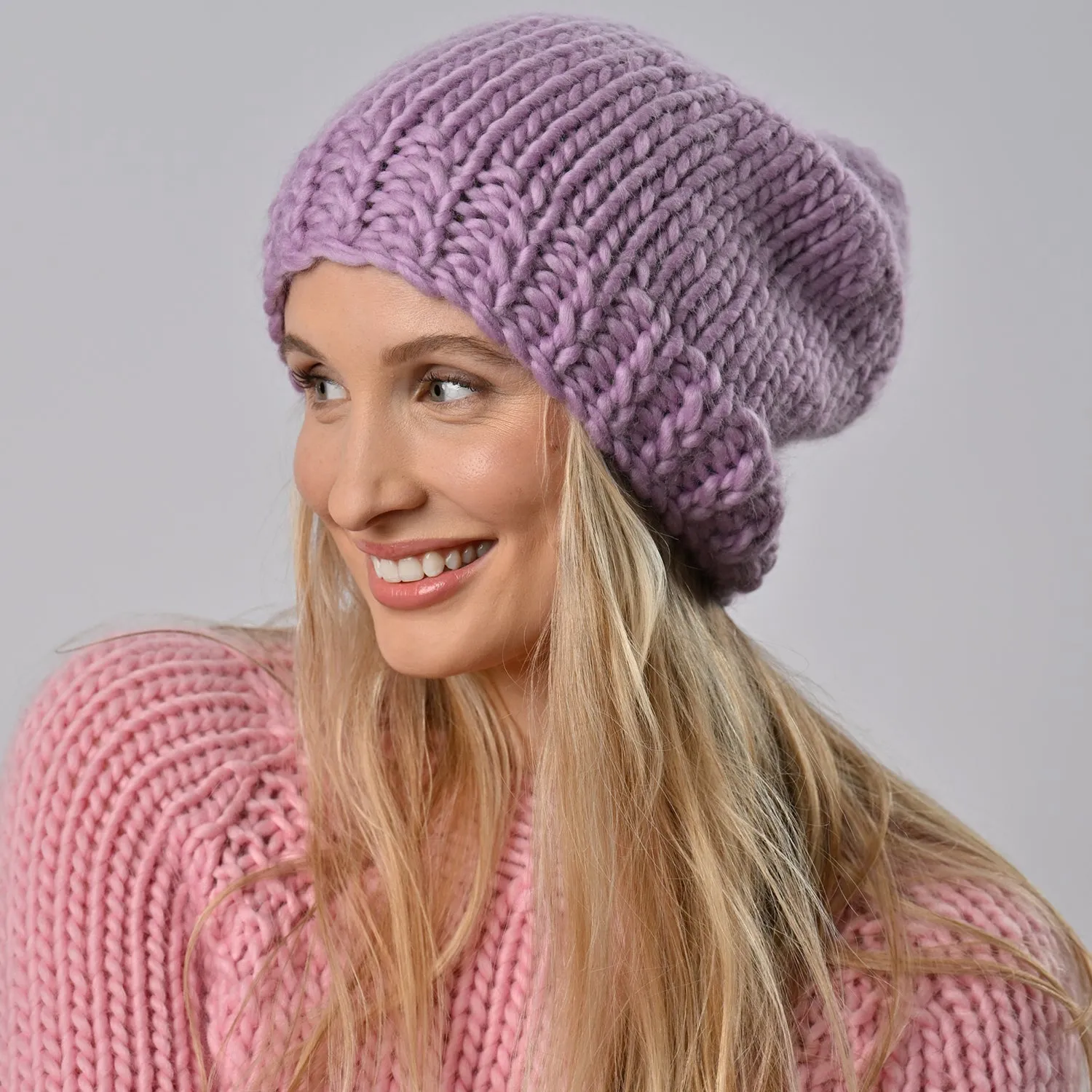 Accessories Knitting Kit - Slouchy Bobble Hat Hyacinth