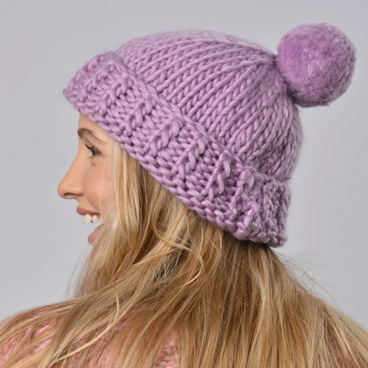 Accessories Knitting Kit - Slouchy Bobble Hat Hyacinth