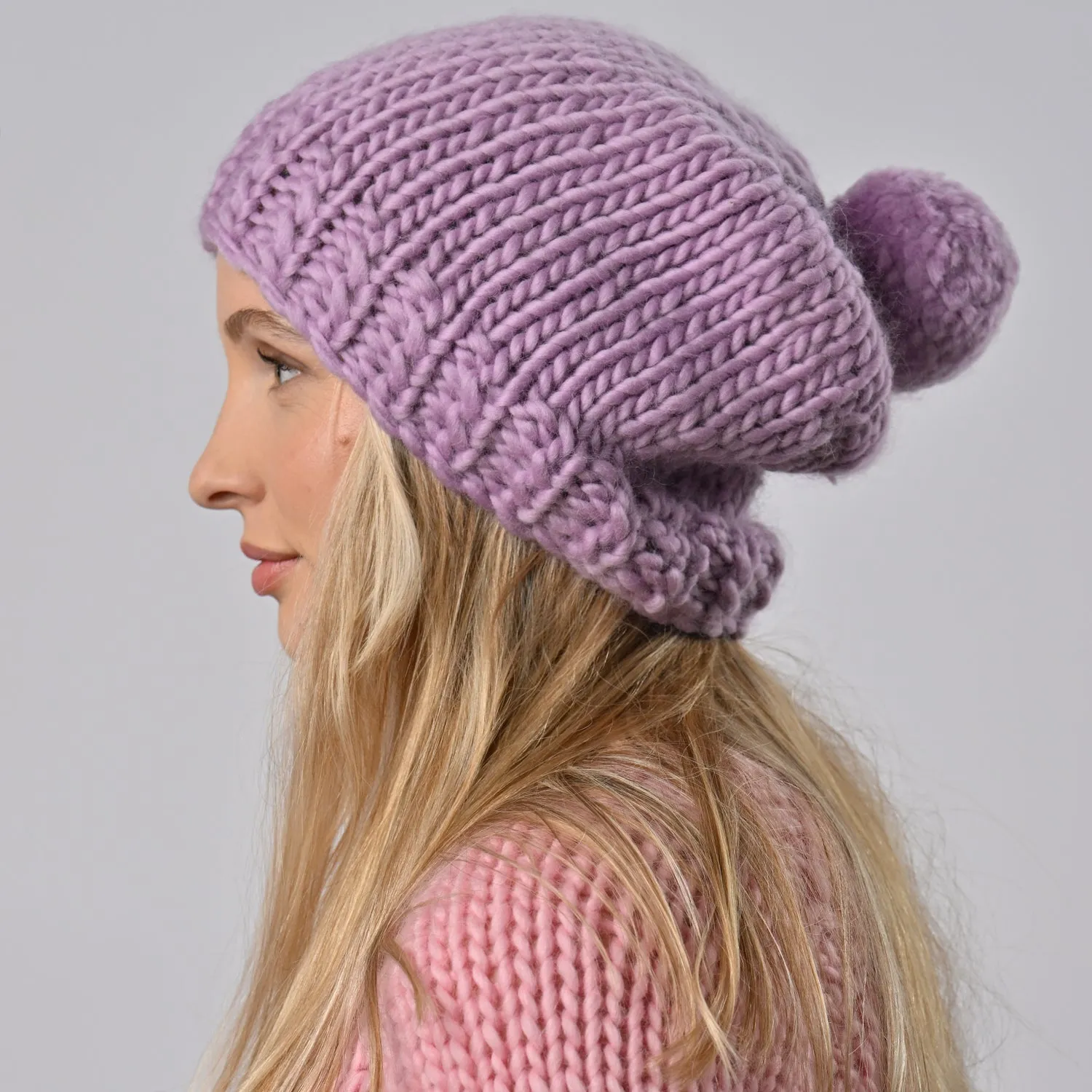 Accessories Knitting Kit - Slouchy Bobble Hat Hyacinth