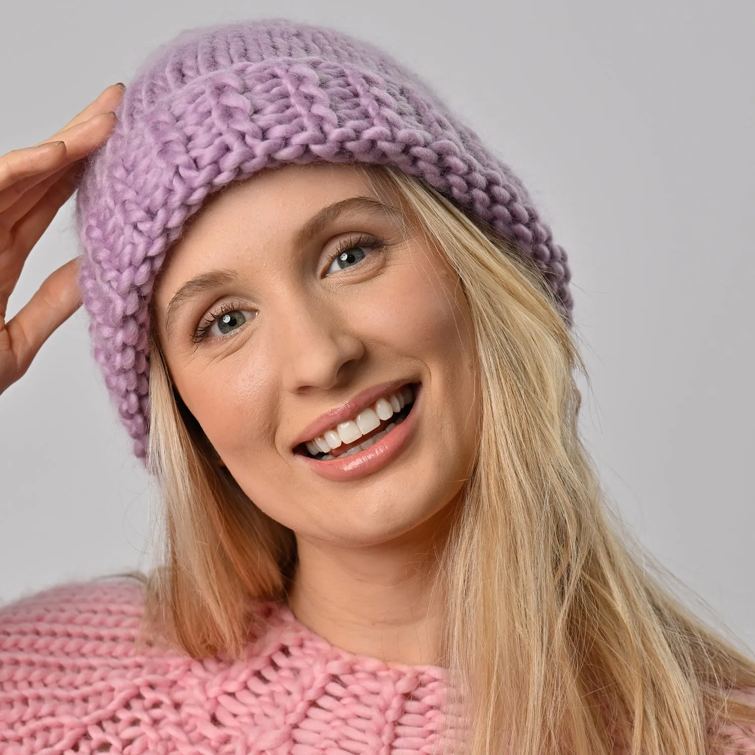 Accessories Knitting Kit - Slouchy Bobble Hat Hyacinth