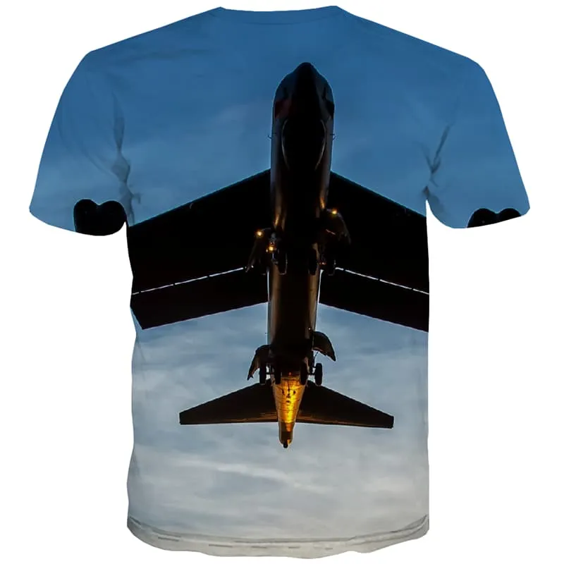 Aircraft T shirts Men Sky T shirts Funny Military T-shirts 3d Metal Tshirts Cool