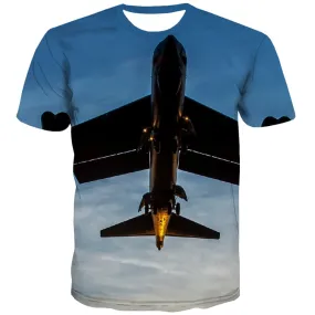 Aircraft T shirts Men Sky T shirts Funny Military T-shirts 3d Metal Tshirts Cool