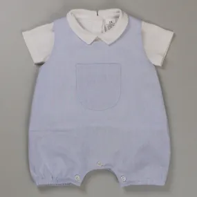 Baby Boys 2 Piece Outfit - Romper and White Shirt - Blue