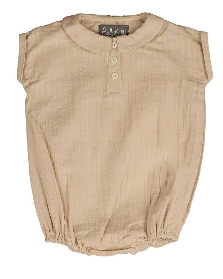 Belati Beige Boxy Collared Romper