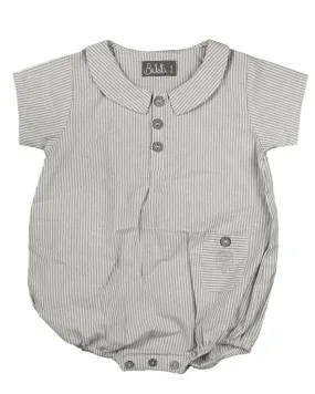 Belati Powder Blue Half Button Stripe Shirt Baby Romper