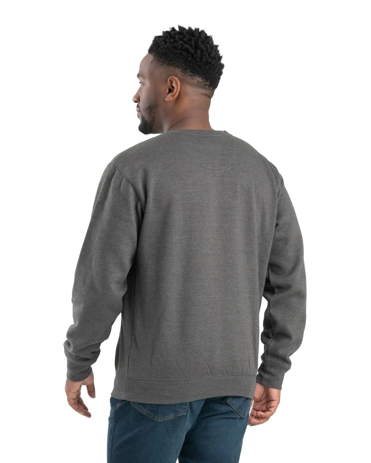 Berne Mens Heritage Crewneck Graphite Cotton Blend Sweatshirt