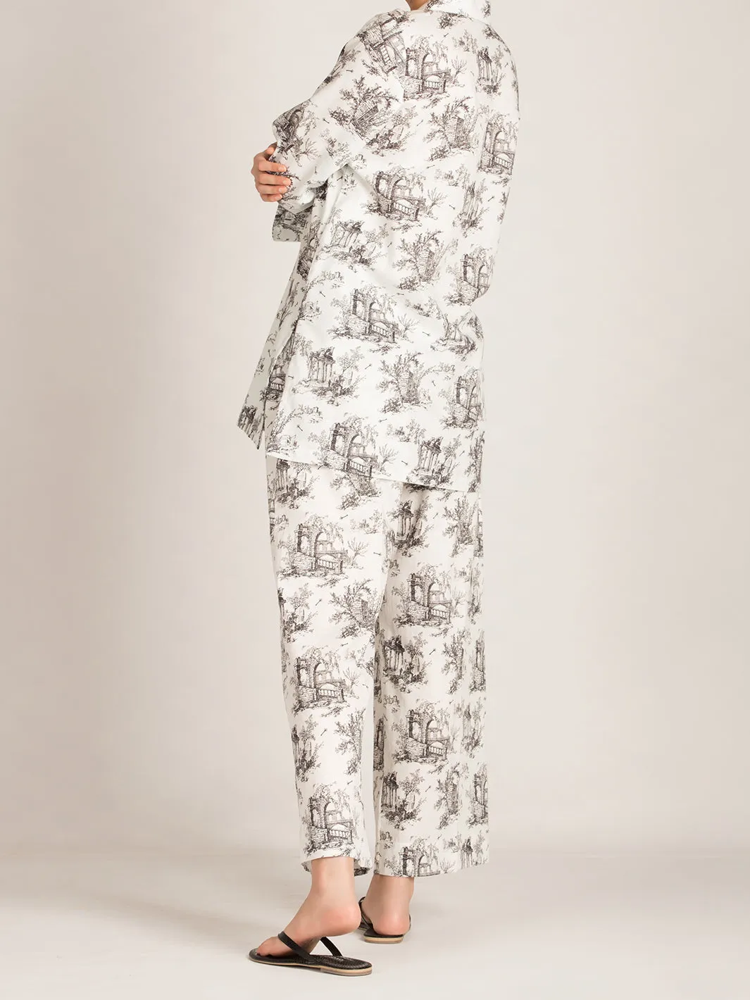 Black & White 2 Piece Stitched Nightwear - AL-LKS-NW-1003