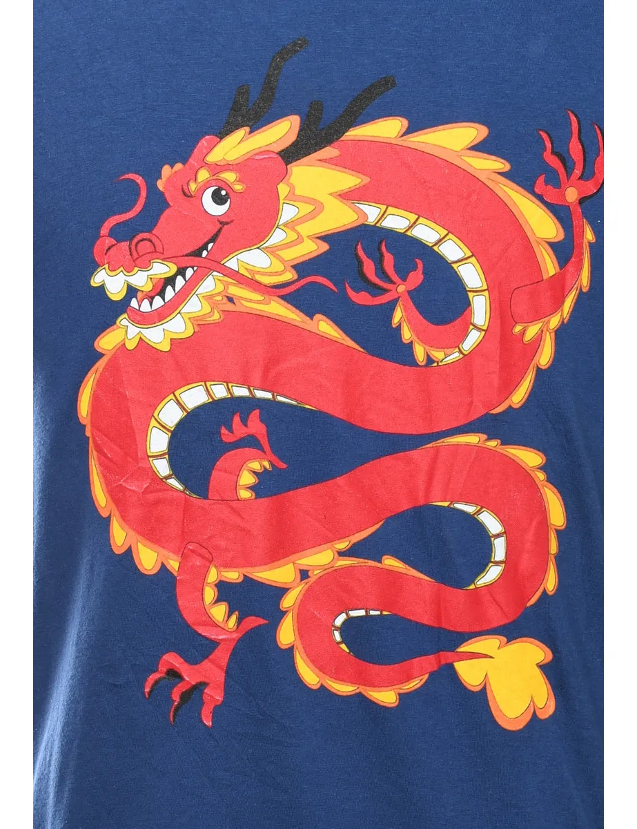 Blue Dragon Printed T-shirt - M