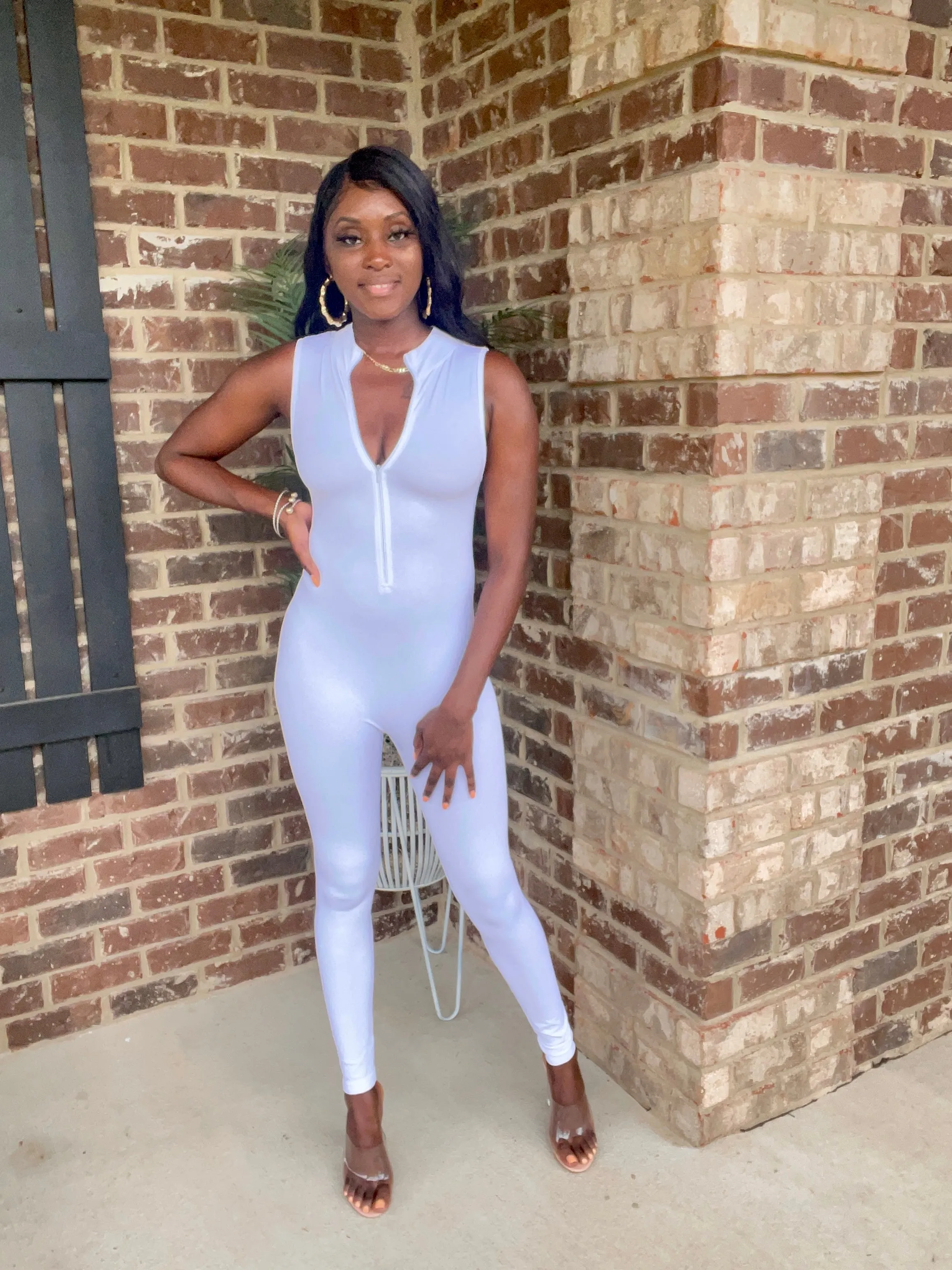 Body Con Jumpsuit | White - FINAL SALE