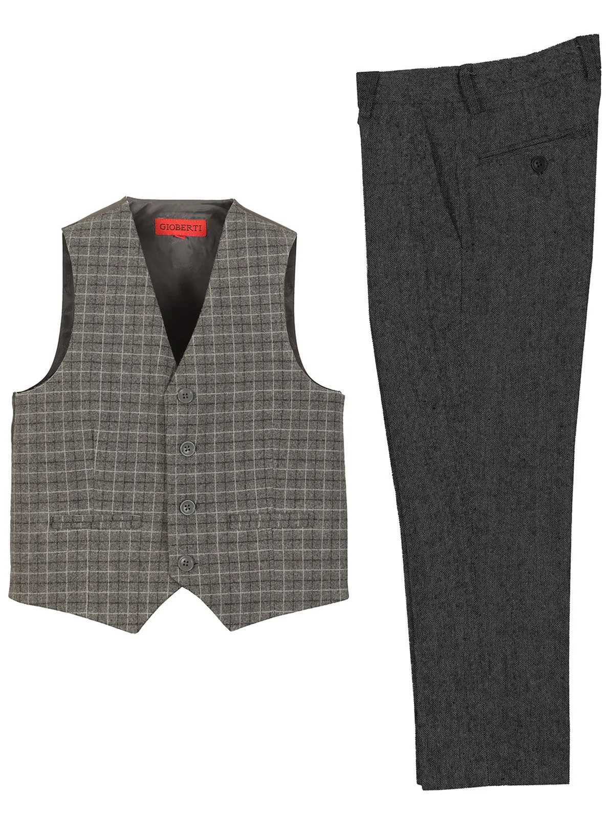 Boy's (8-20) Plaid Vest Set