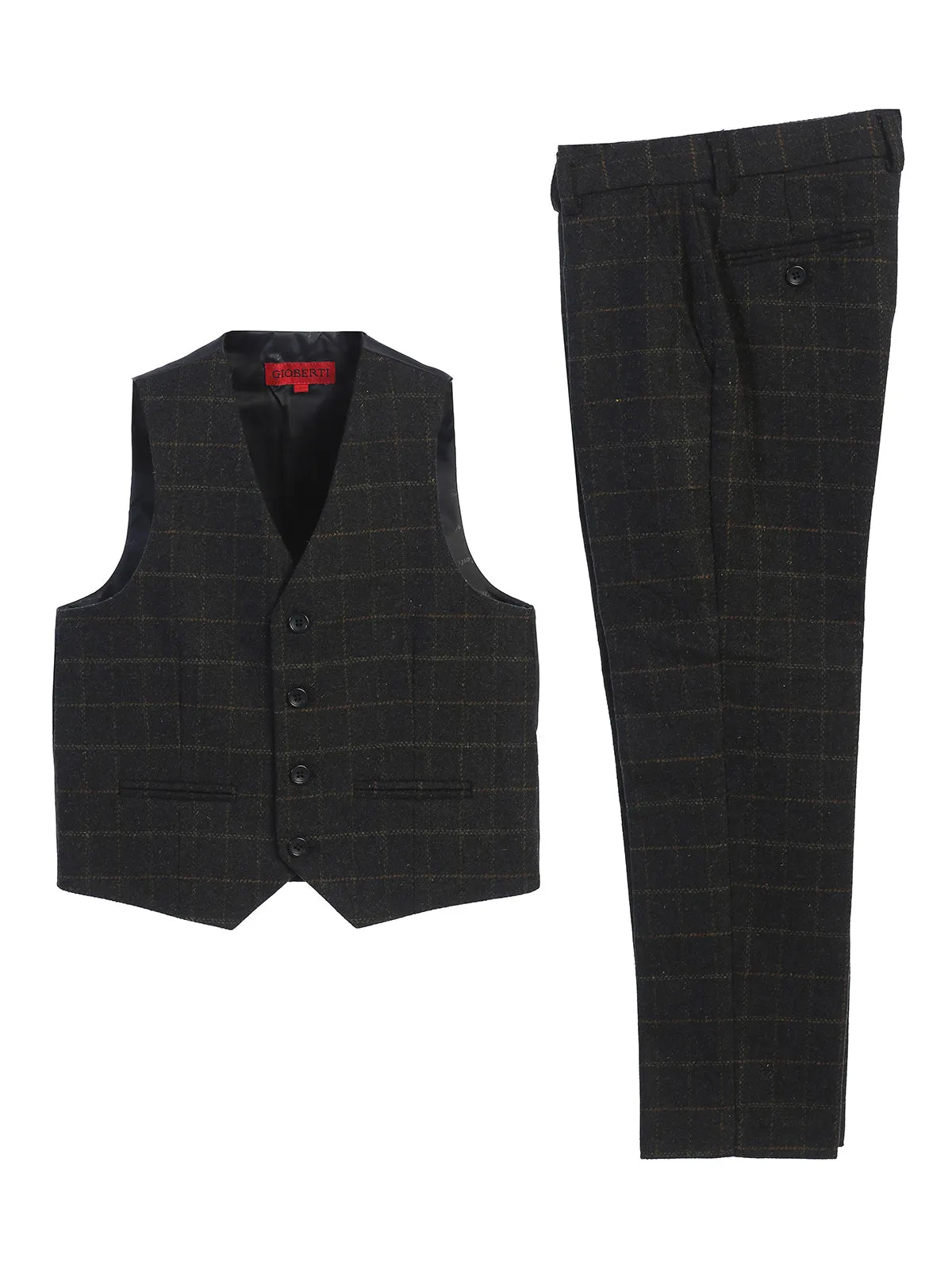 Boy's (8-20) Plaid Vest Set