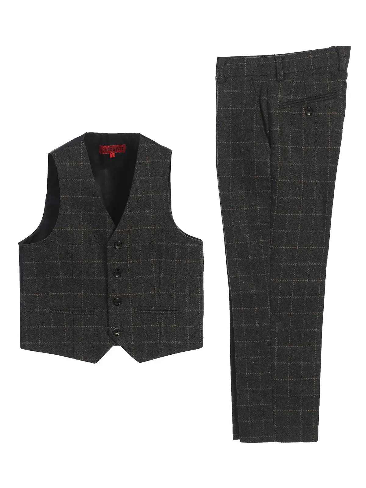 Boy's (8-20) Plaid Vest Set