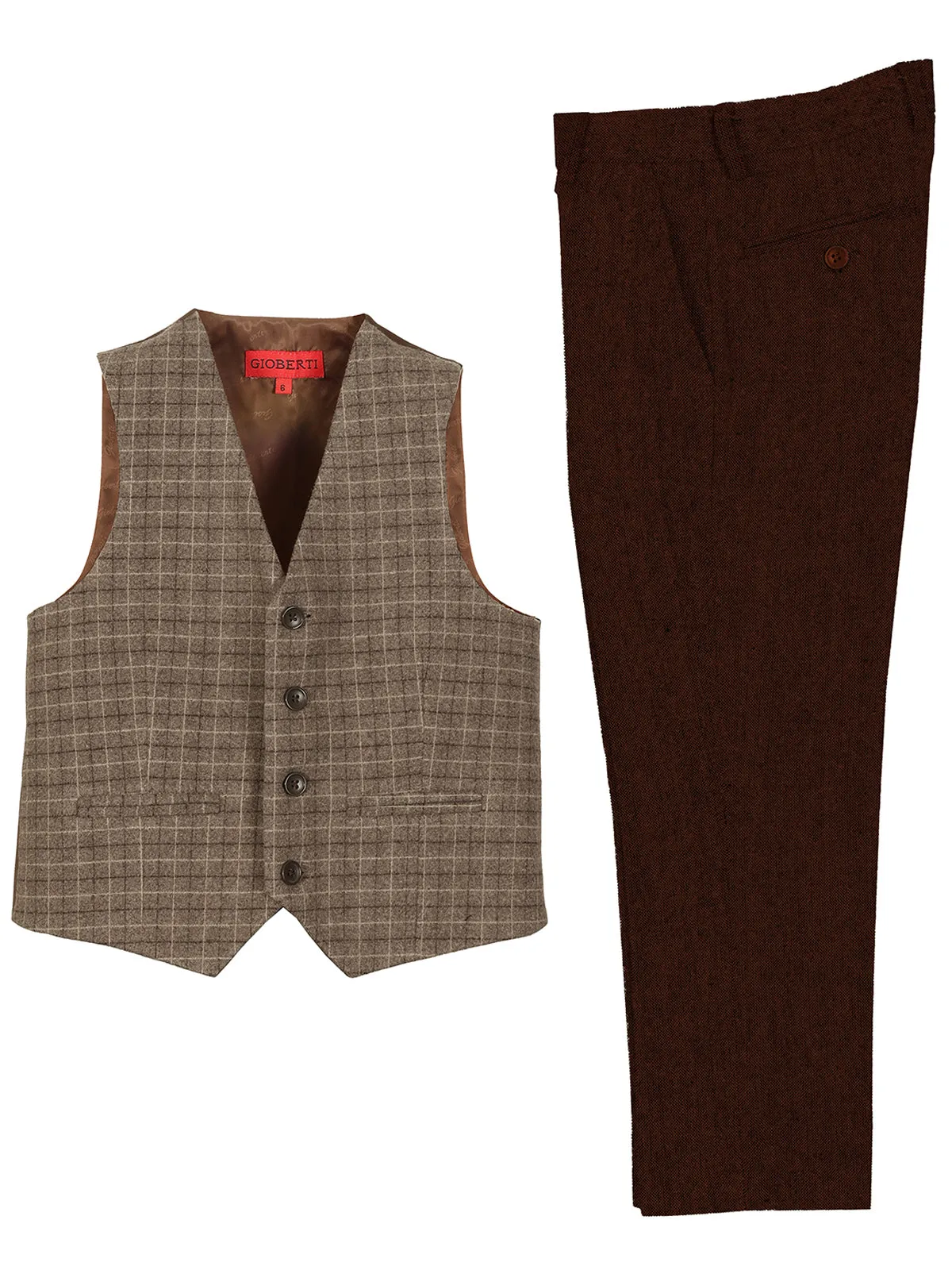 Boy's (8-20) Plaid Vest Set