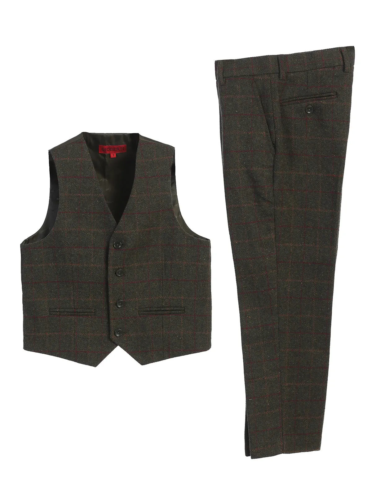 Boy's (8-20) Plaid Vest Set