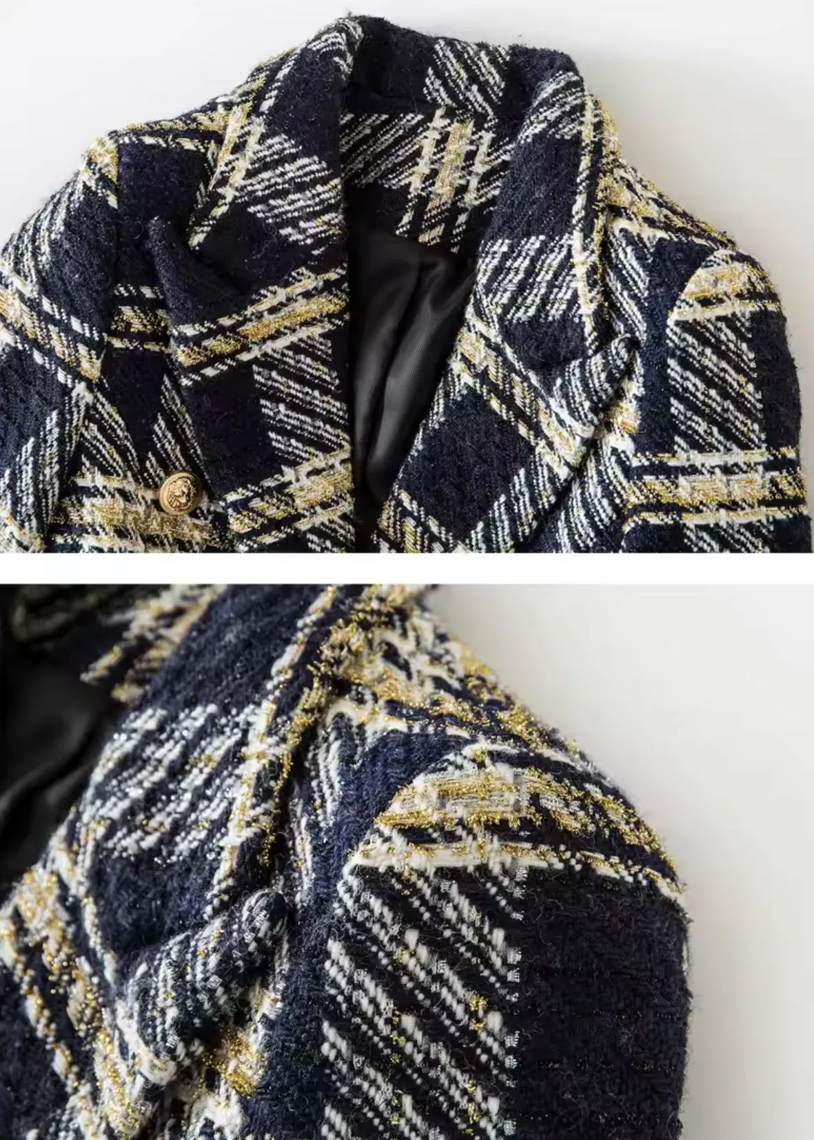 Brunhilde Plaid Tweed Blazer