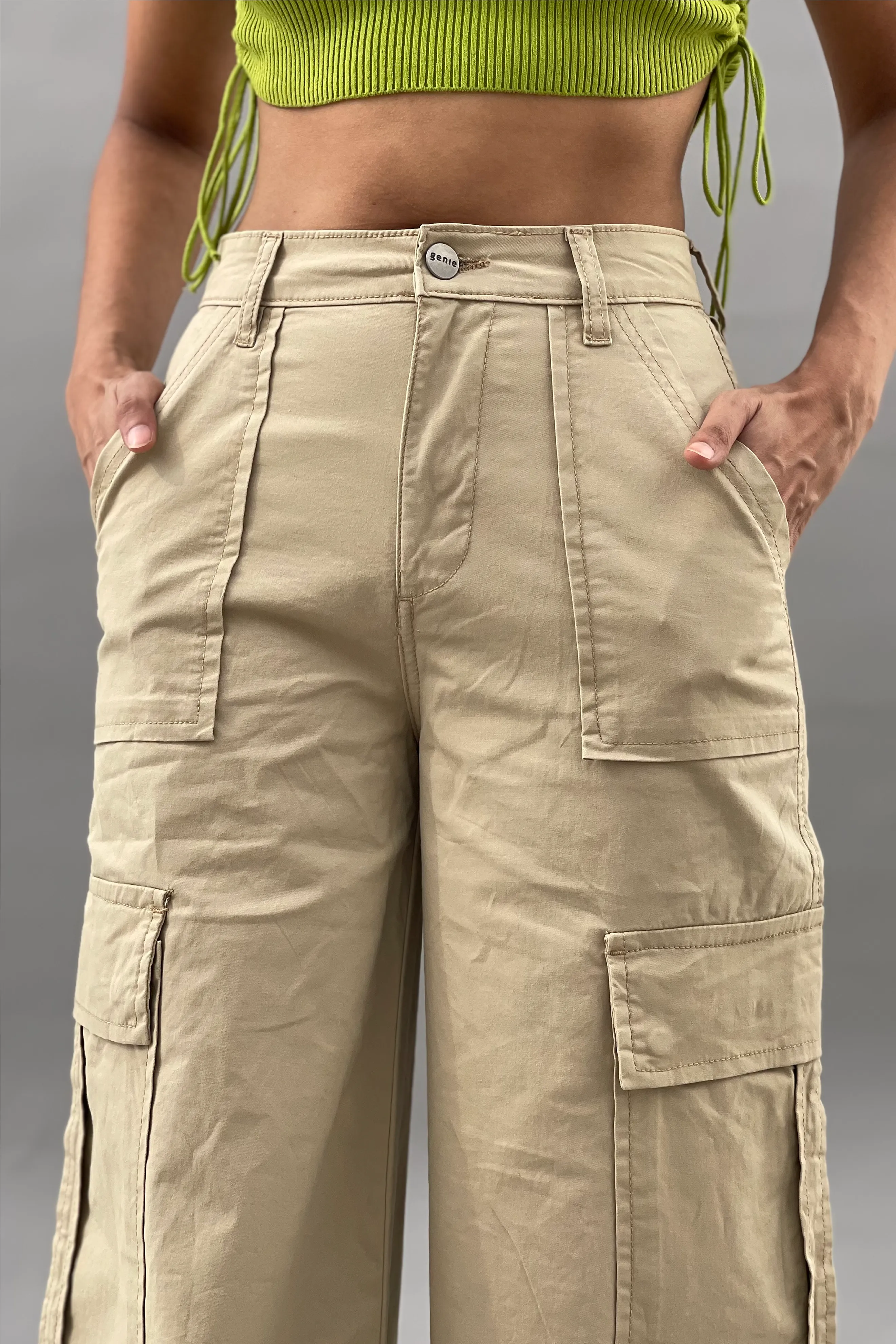 Cargo Super Wide Leg Beige