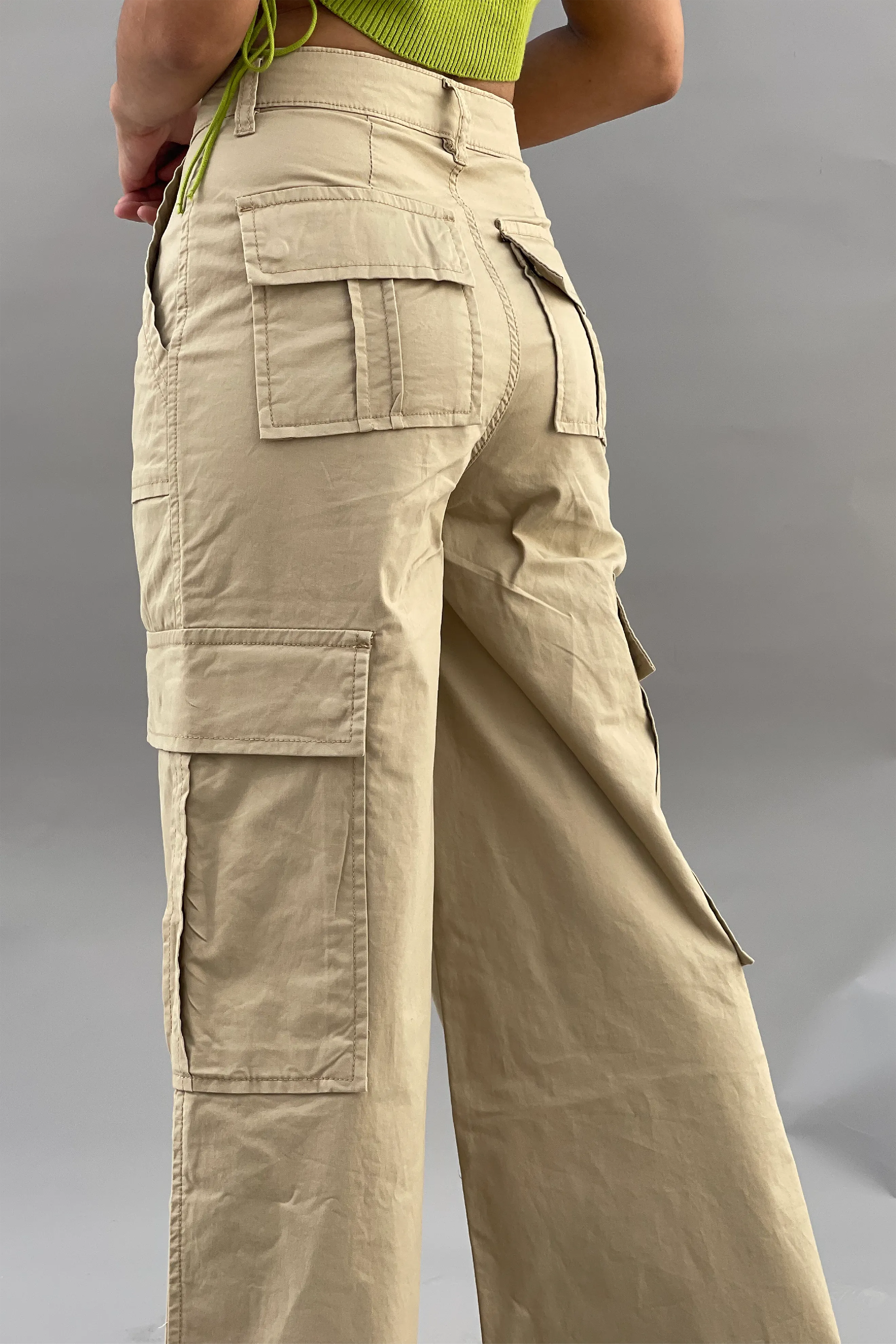 Cargo Super Wide Leg Beige