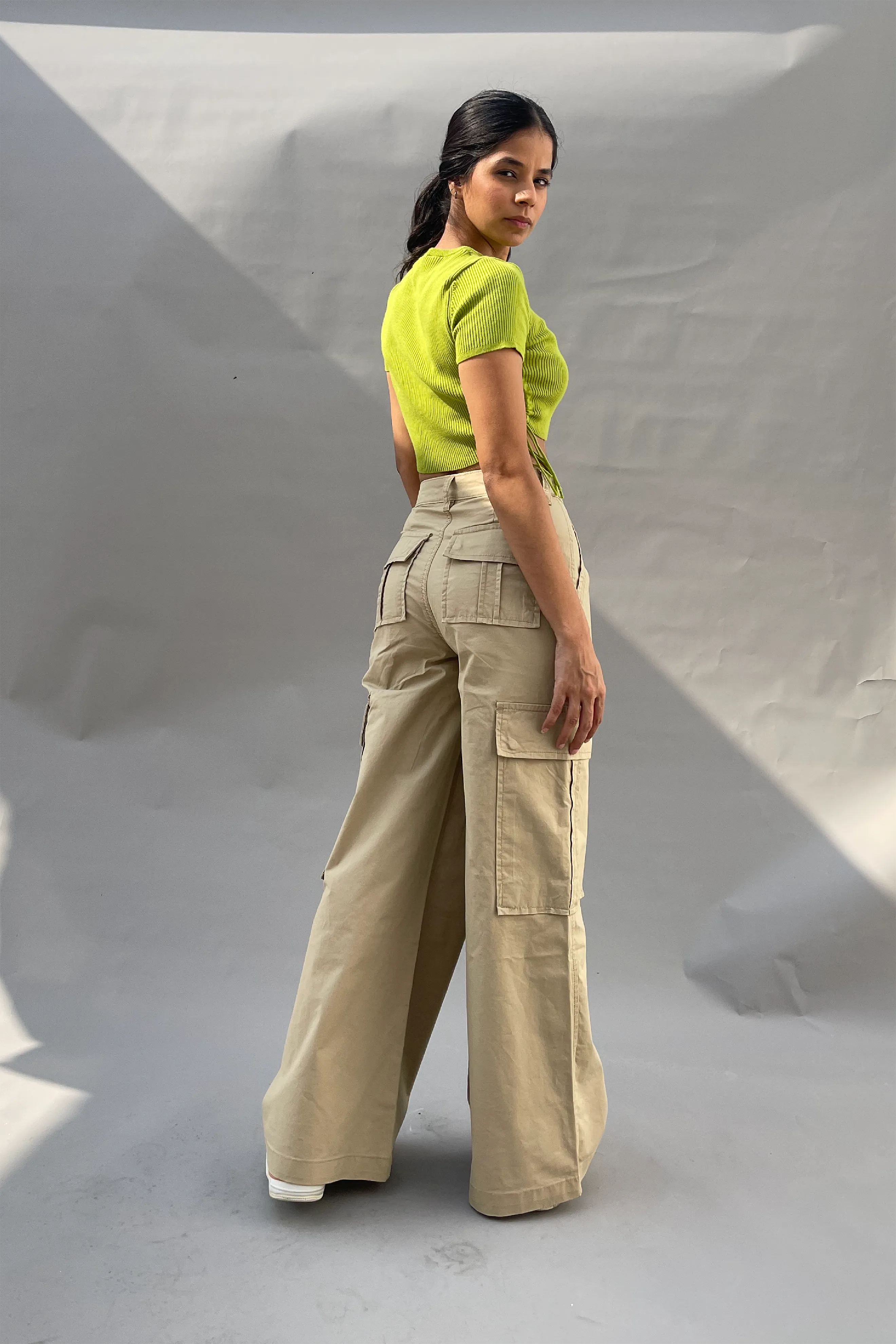 Cargo Super Wide Leg Beige