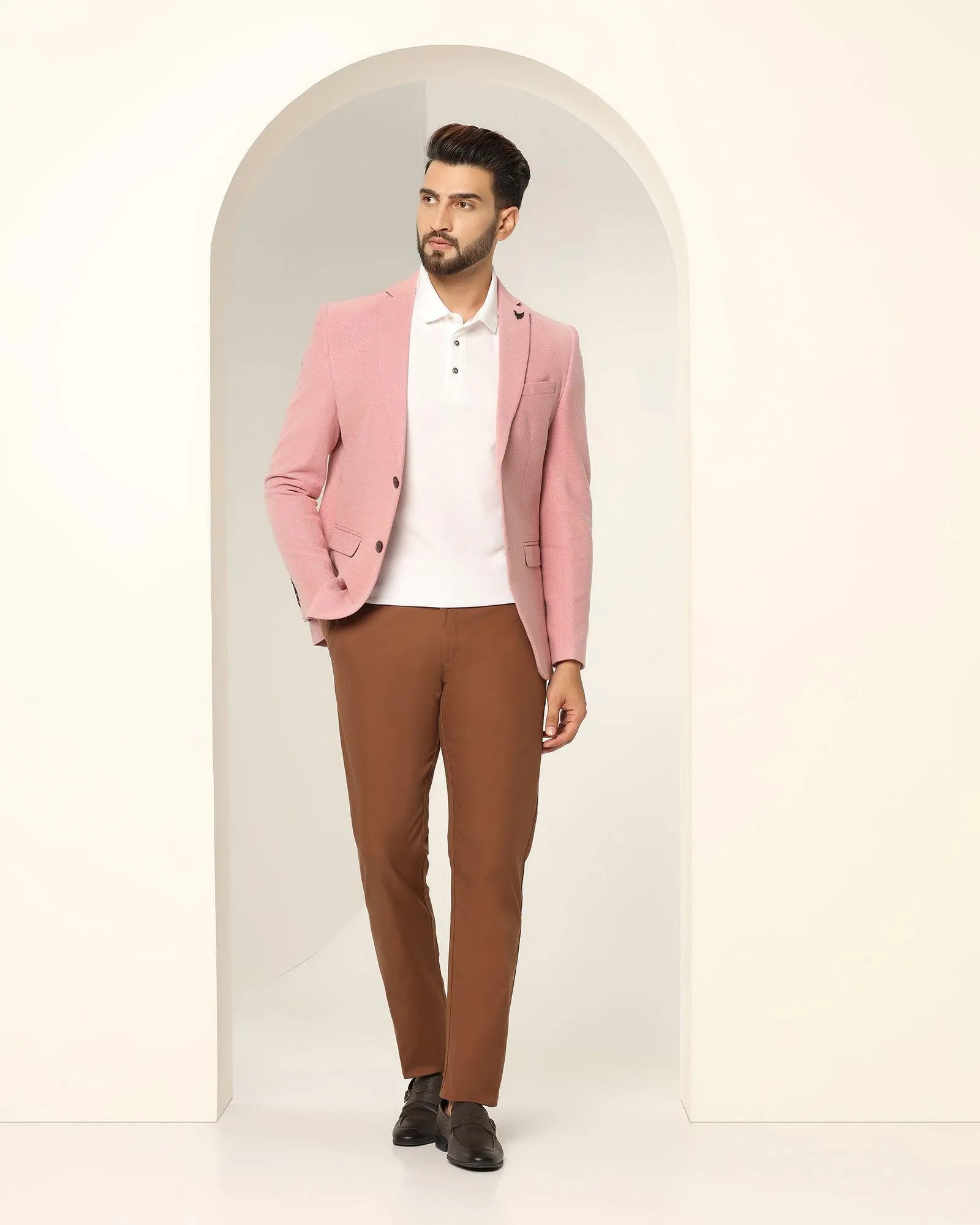 Casual Pink Textured Blazer - Ben