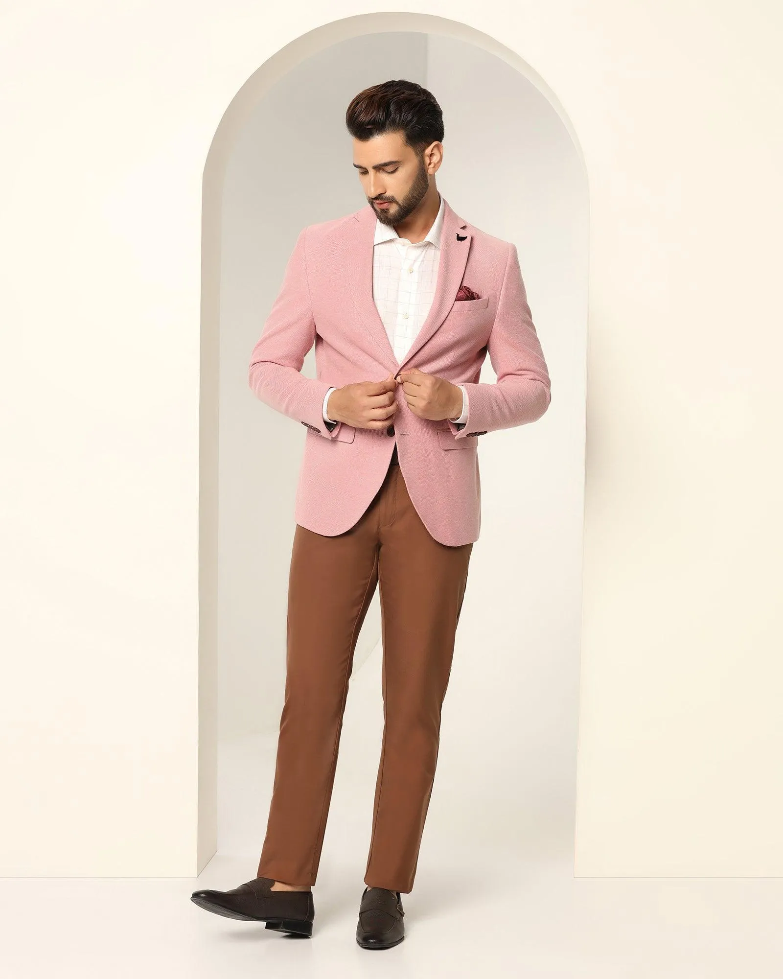 Casual Pink Textured Blazer - Ben