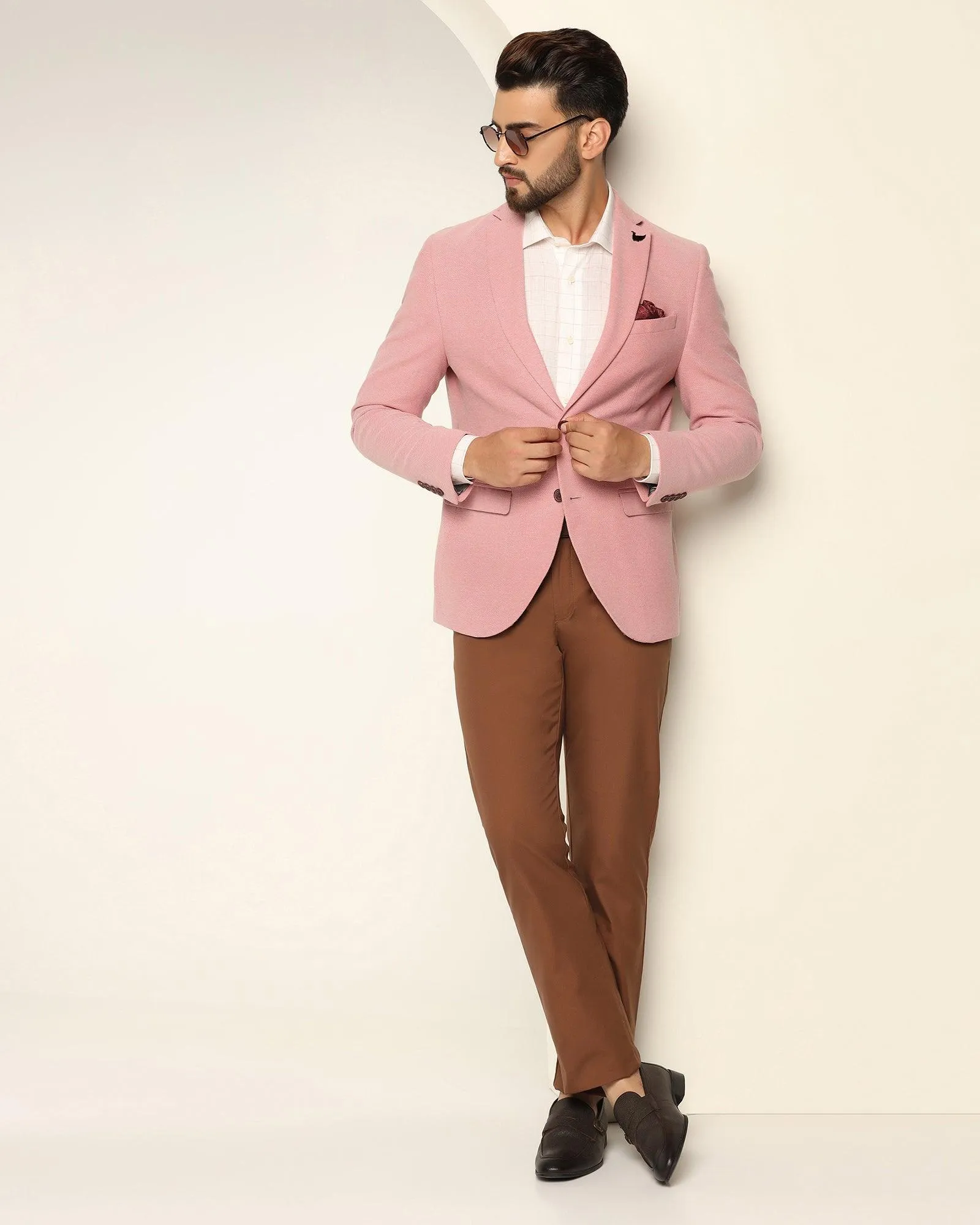 Casual Pink Textured Blazer - Ben