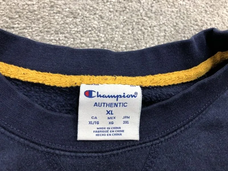 Champion Mens Pullover Sweatshirt Crew Neck Spell Out Mountaineers Blue Size XL