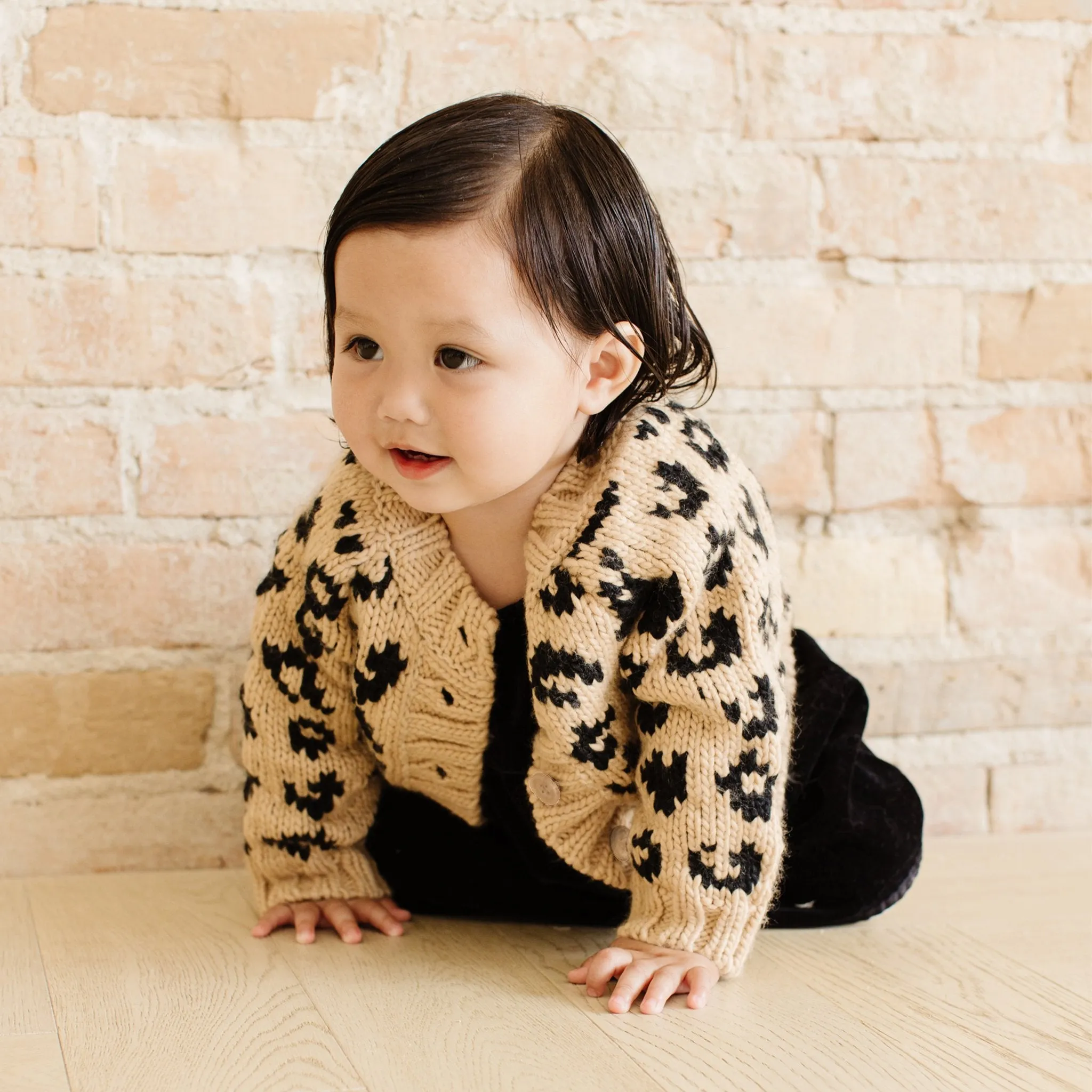 Cheetah Cardigan, Latte/Black