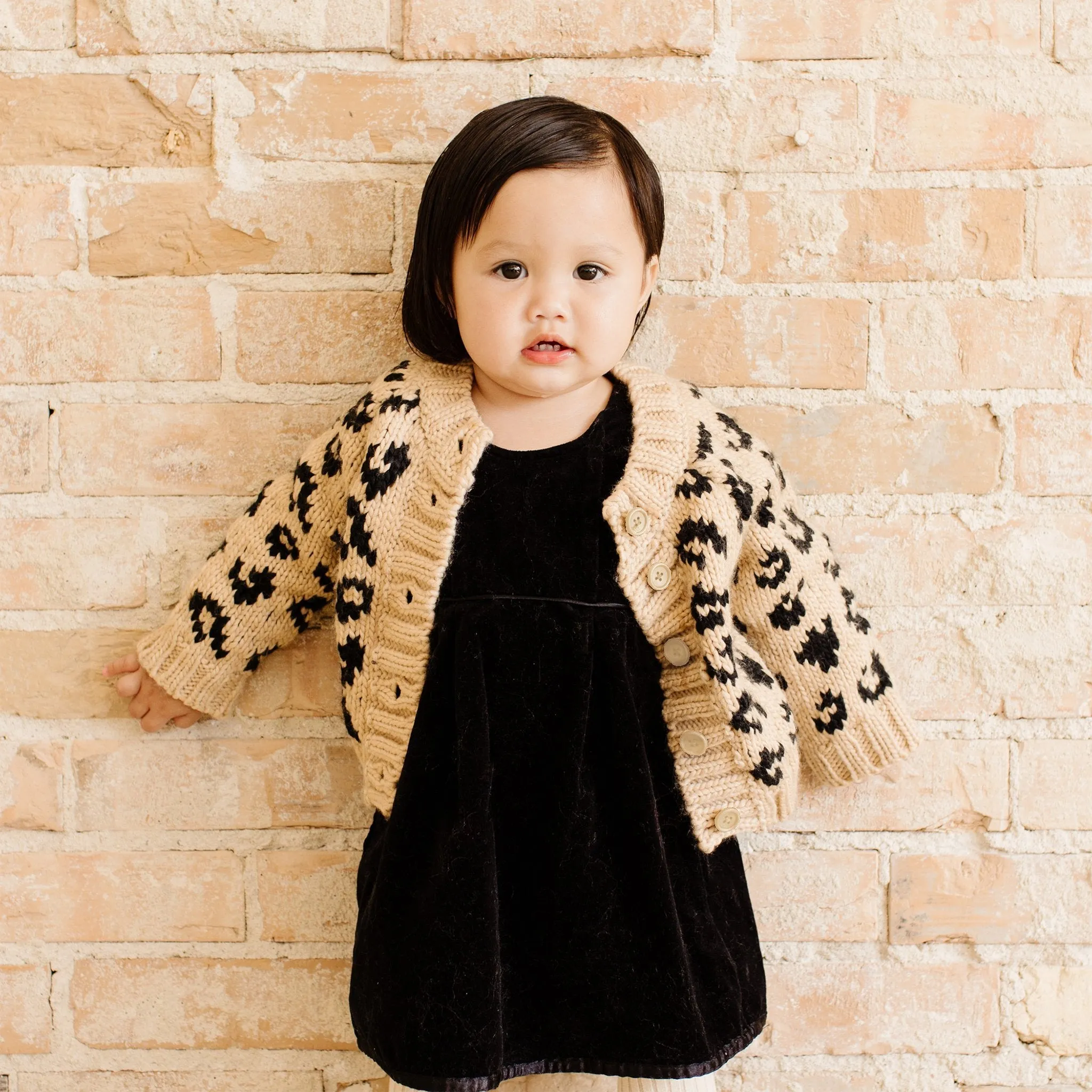 Cheetah Cardigan, Latte/Black