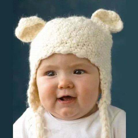 Cream Knit Bear Hat