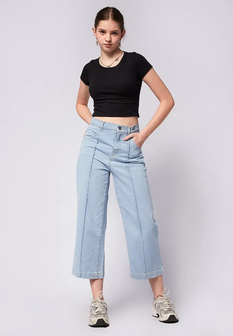 Creased Denim Culottes