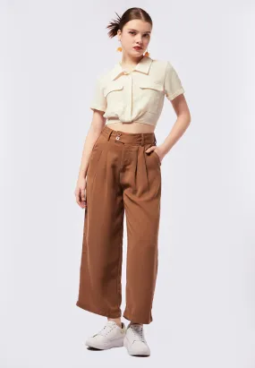 Cropped Culottes with Double Button Details