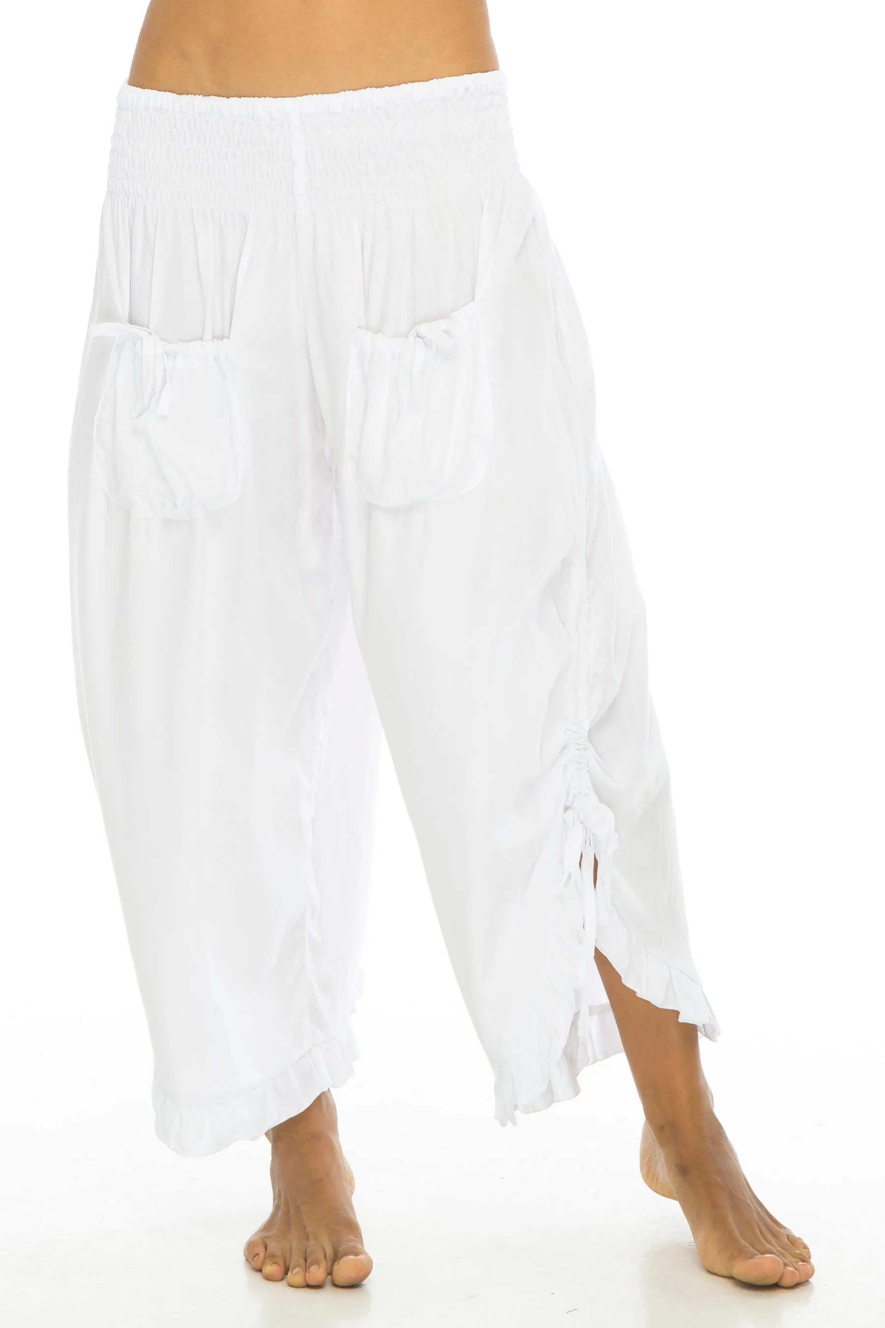 Cropped Wide Leg Elastic Waist Pants