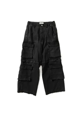 DENIM SPLIT CARGO PANTS