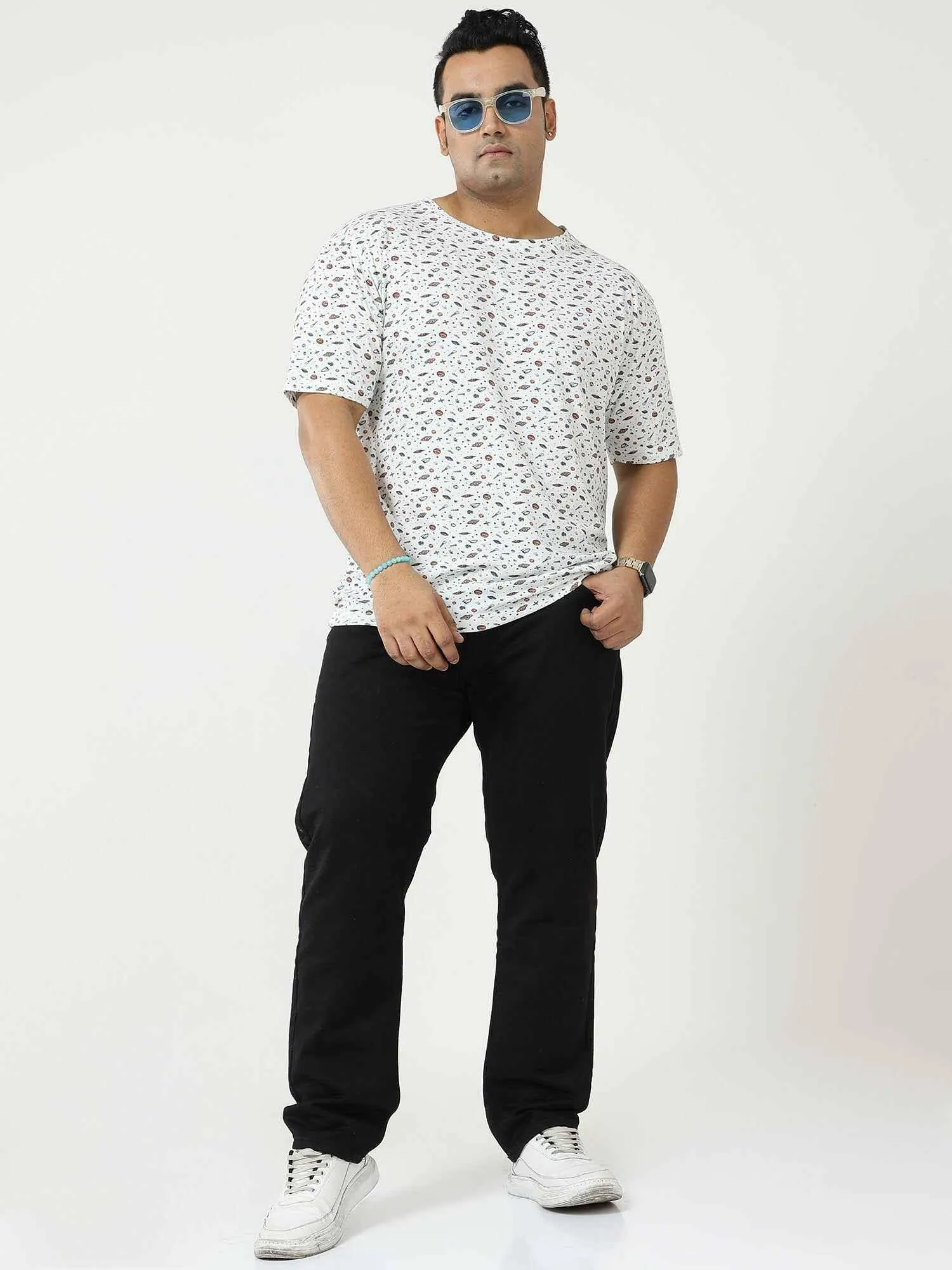 Digital Printed  Round Neck T-Shirt Men's Plus Size