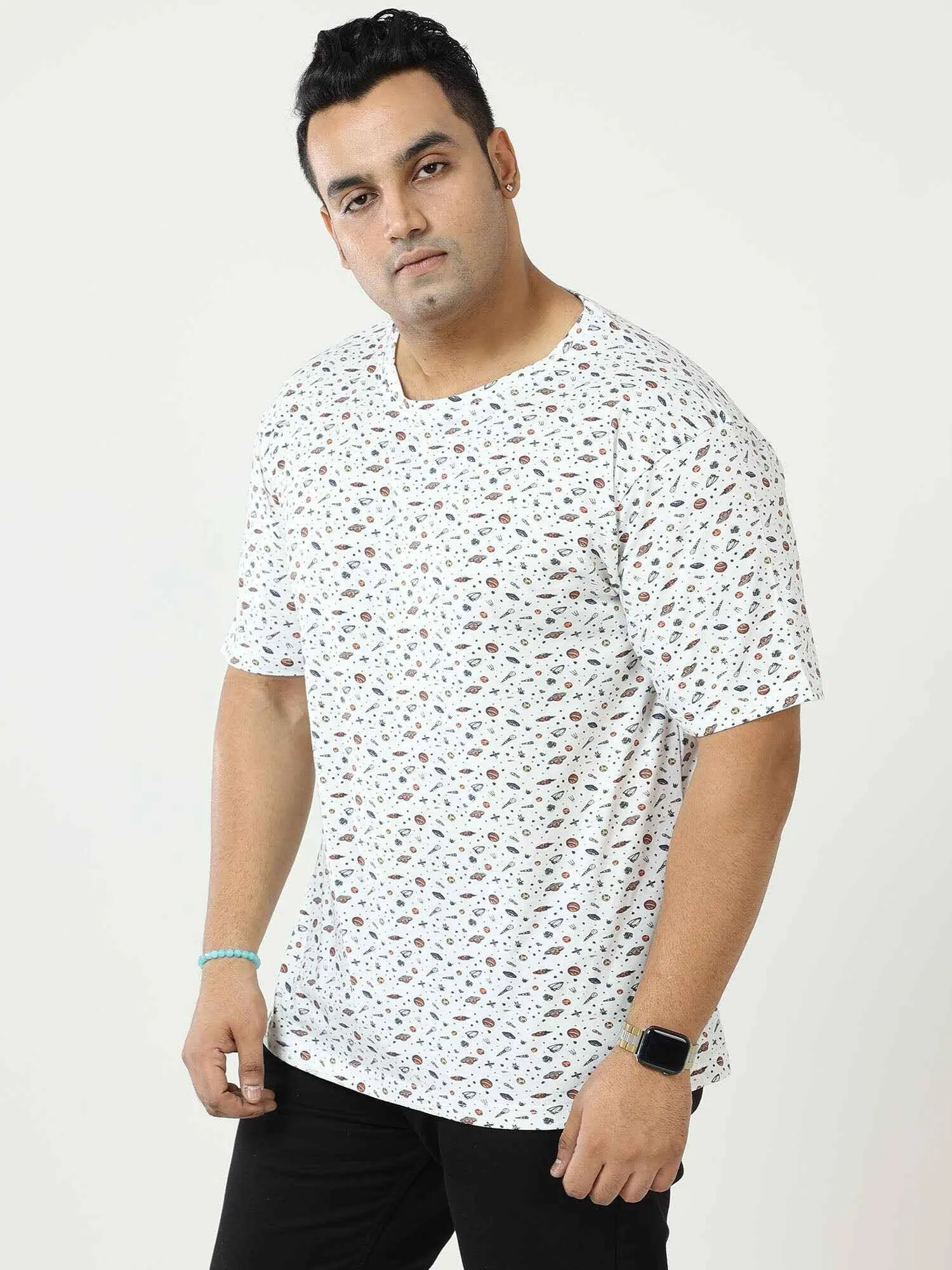 Digital Printed  Round Neck T-Shirt Men's Plus Size