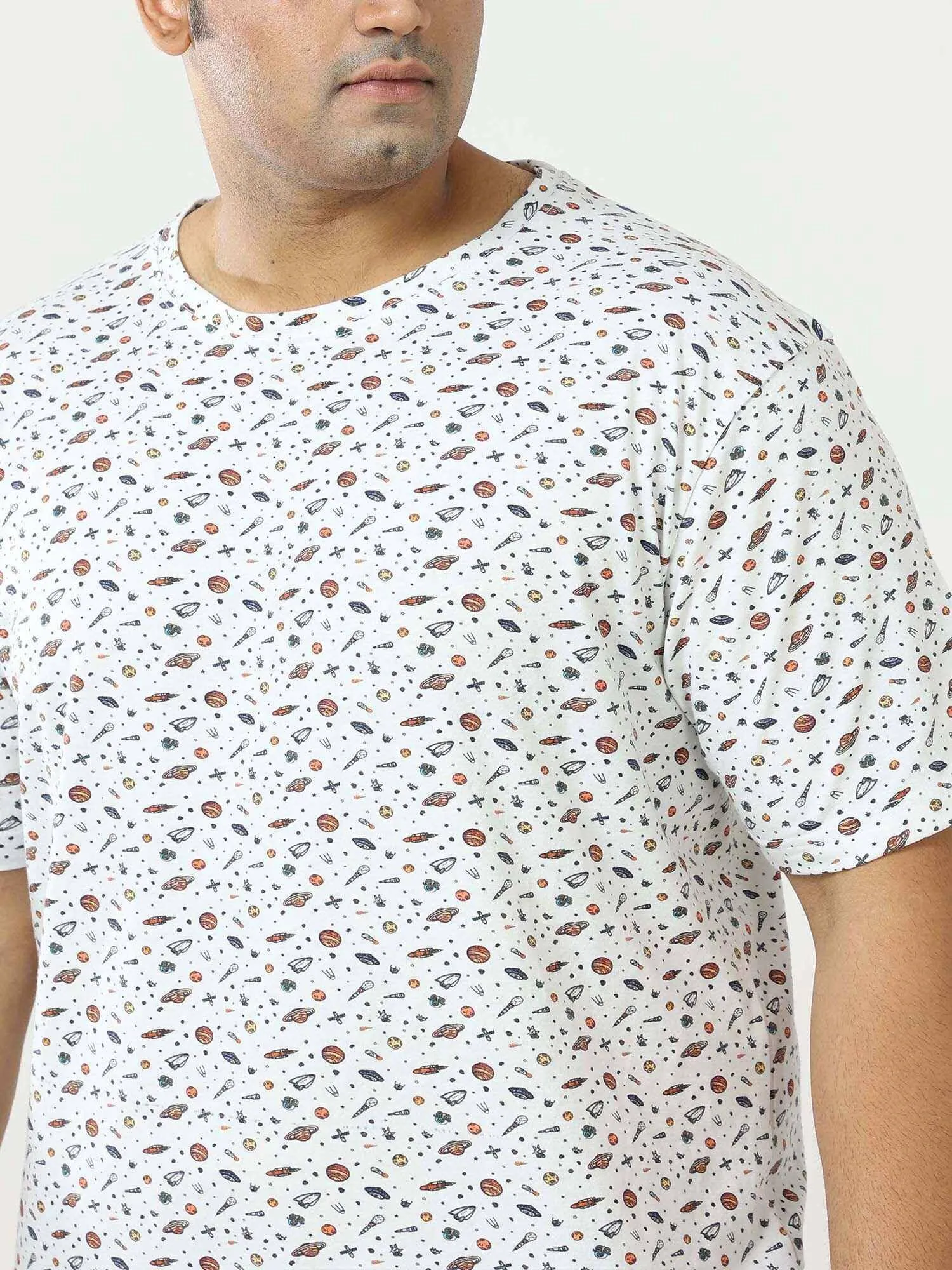 Digital Printed  Round Neck T-Shirt Men's Plus Size