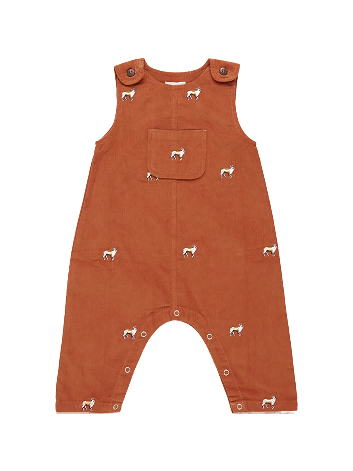 Dog Embroidered Cord Romper and Shirt Set