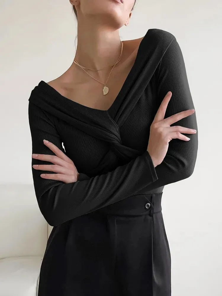 Draped Slash Neck Top