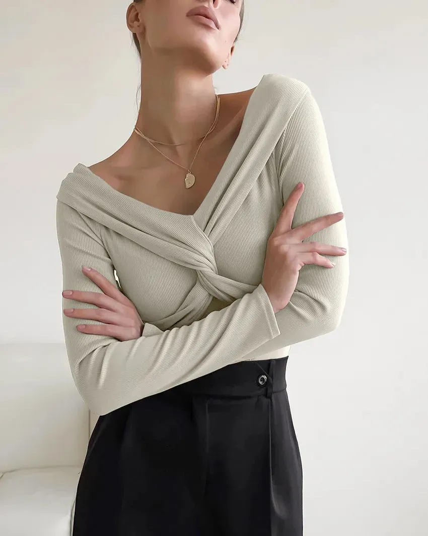 Draped Slash Neck Top