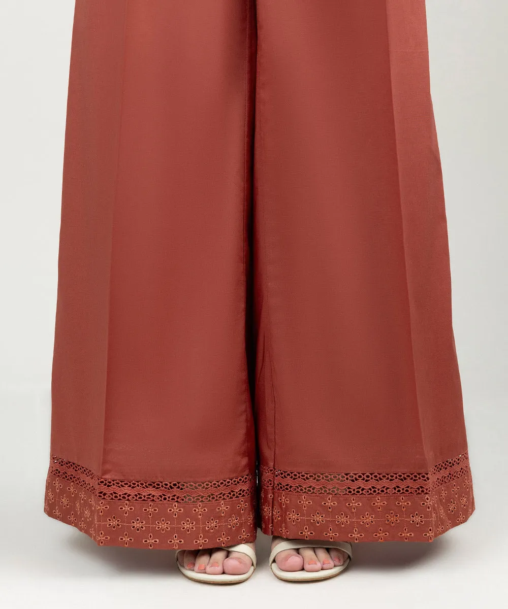 Embroidered Cambric Flared Pants