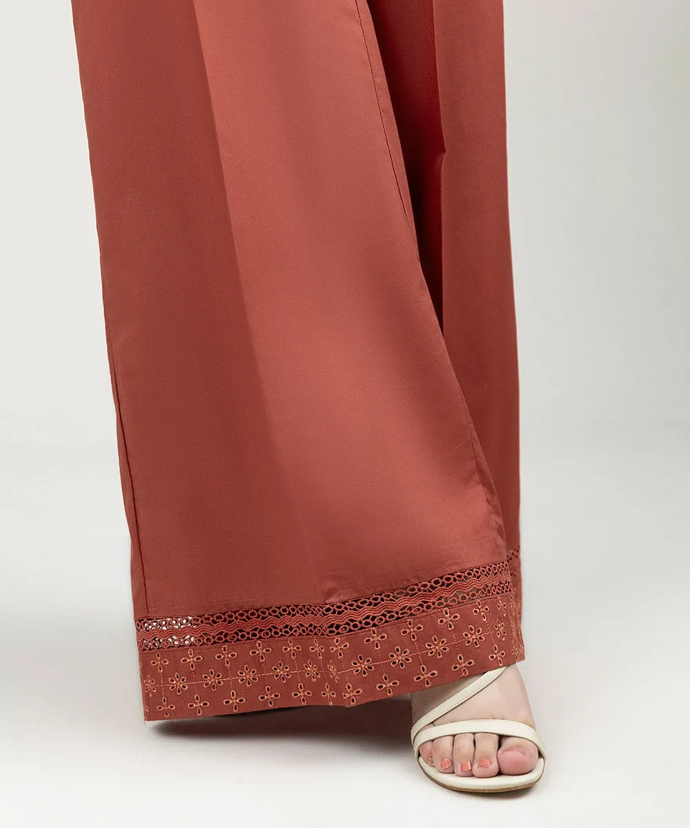 Embroidered Cambric Flared Pants