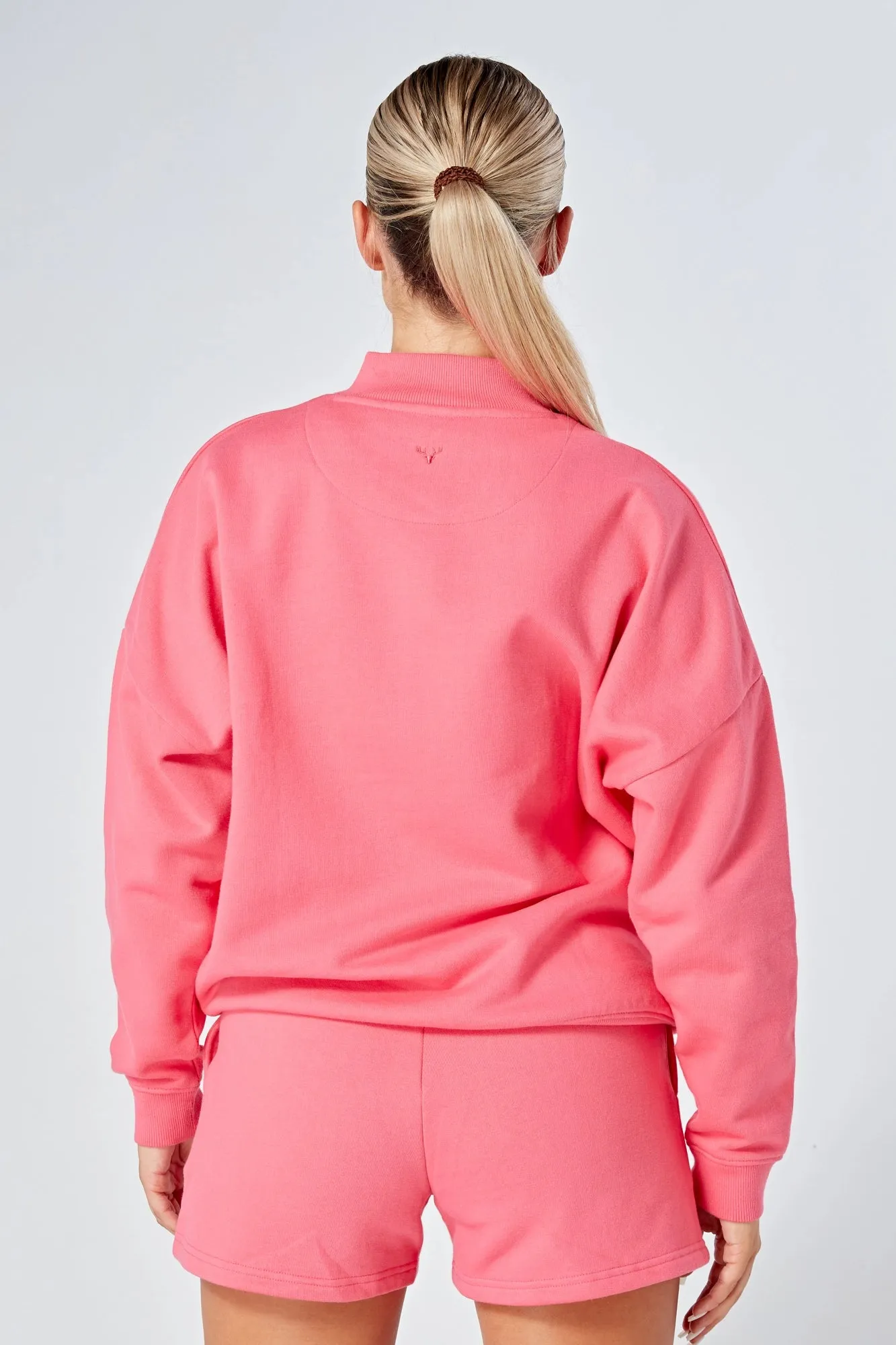 Essentials Oversized Funnel Neck Zip up Sweatshirt - Pink