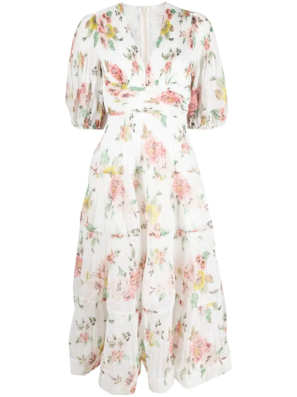 Floral-print pleated midi dress<BR/><BR/><BR/>