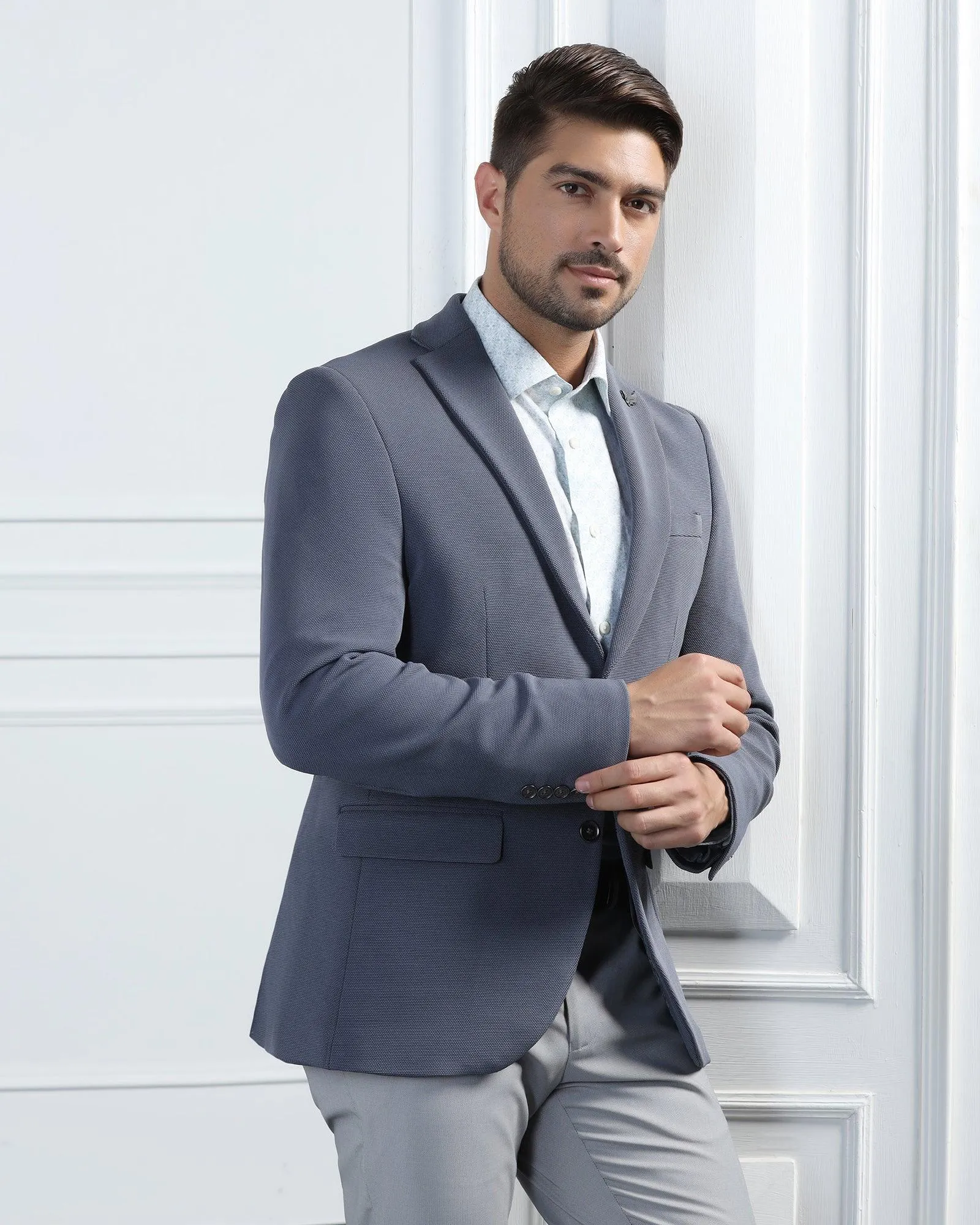 Formal Grey Textured Blazer - Morris