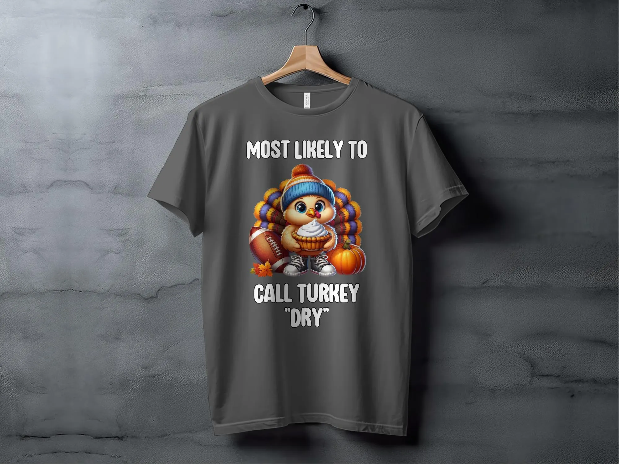 Funny Thanksgiving Turkey Football T-Shirt, Fun Fall Tees for Family Gatherings, Cute Turkey Dessert Humor Shirt