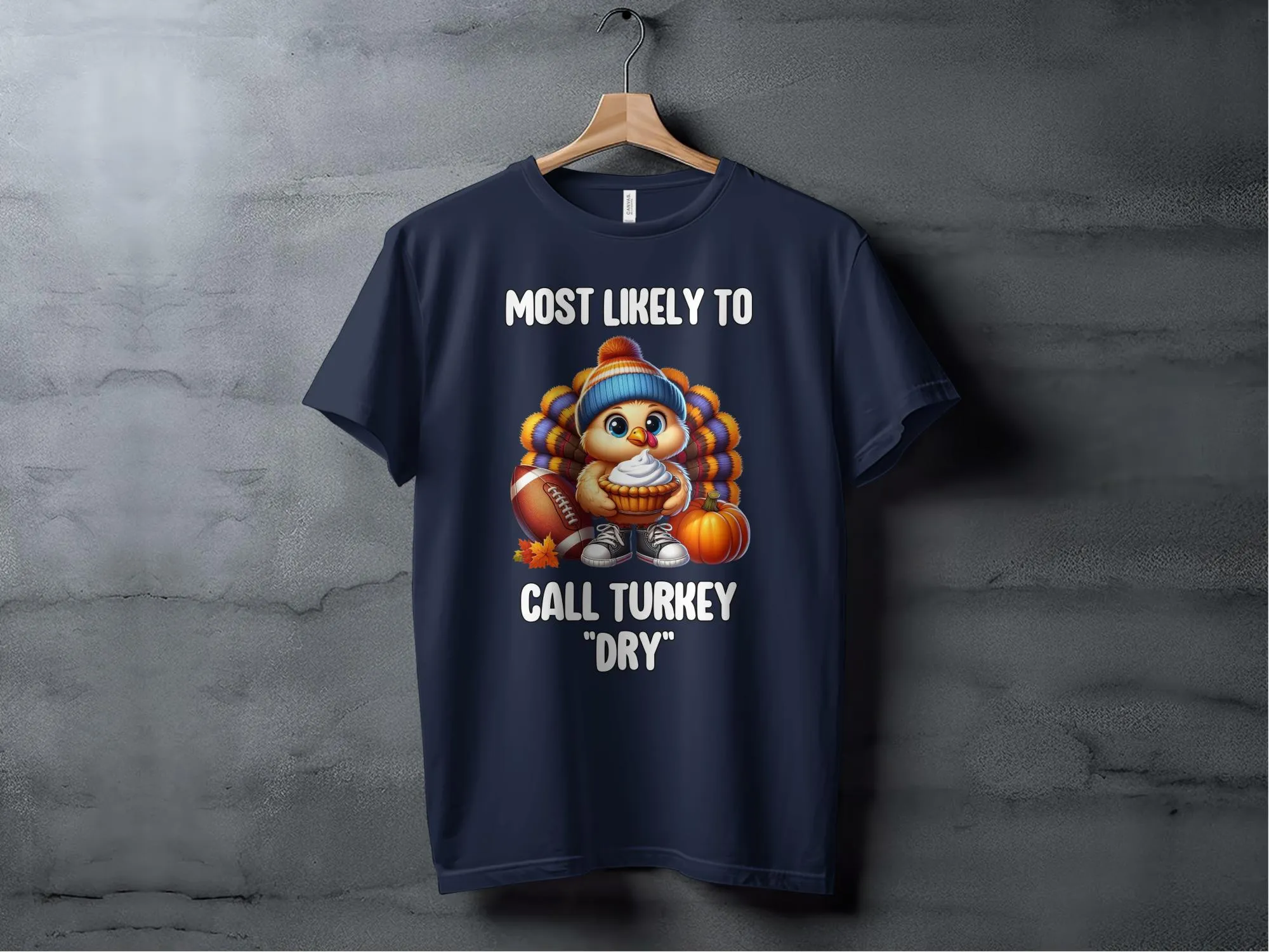 Funny Thanksgiving Turkey Football T-Shirt, Fun Fall Tees for Family Gatherings, Cute Turkey Dessert Humor Shirt