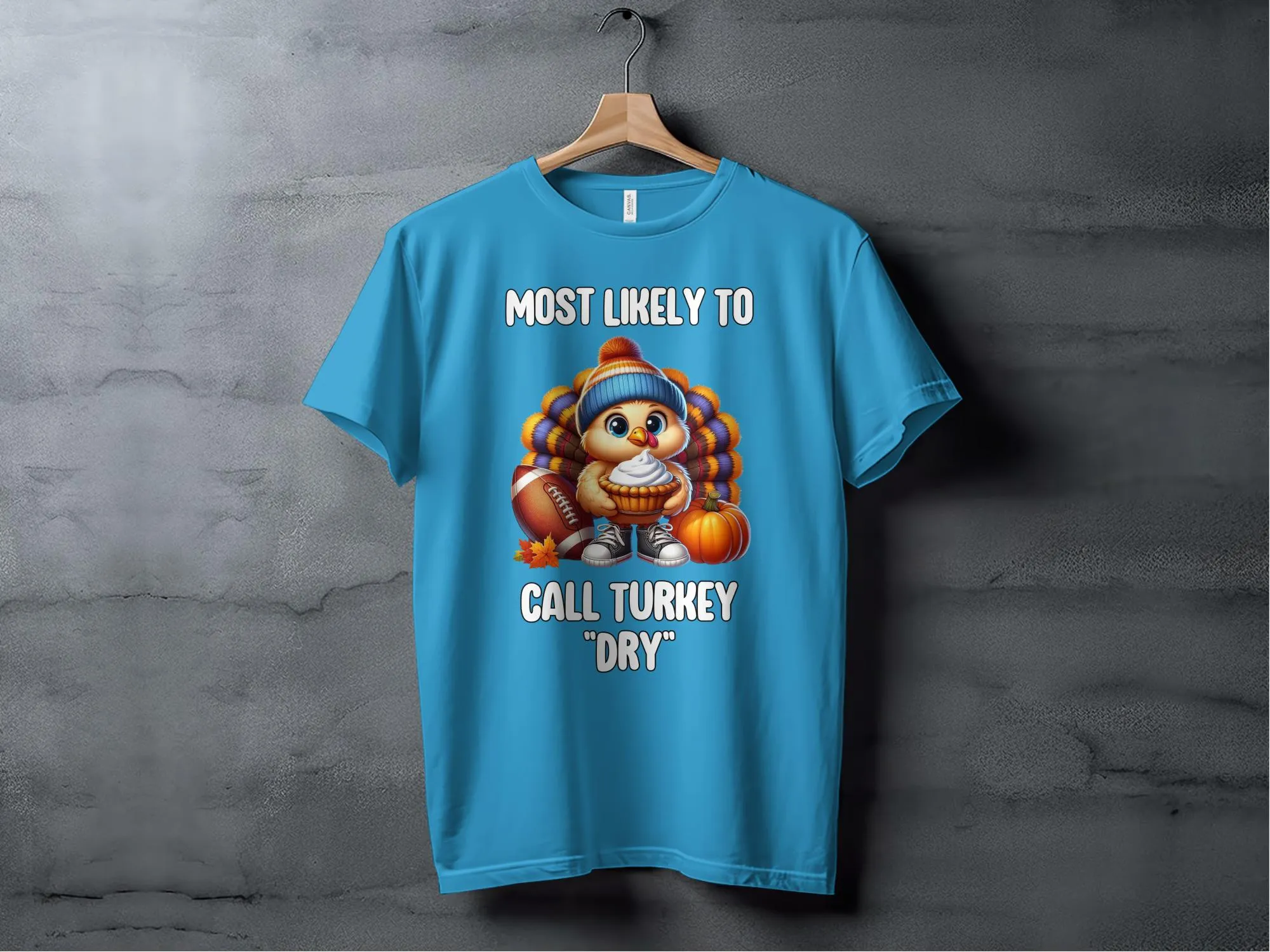 Funny Thanksgiving Turkey Football T-Shirt, Fun Fall Tees for Family Gatherings, Cute Turkey Dessert Humor Shirt